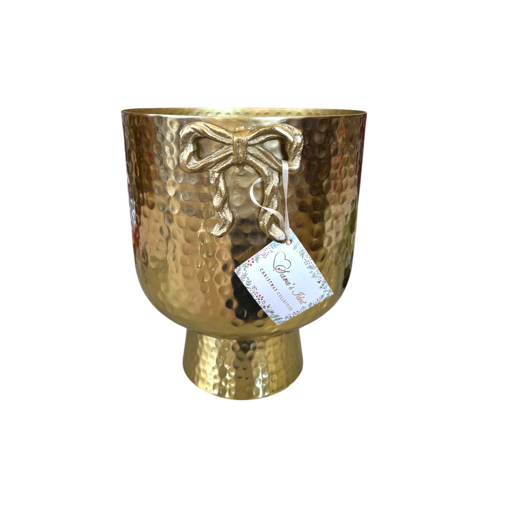 Vaso in Metallo Oro Anticato con Fiocco – Sara's Idea