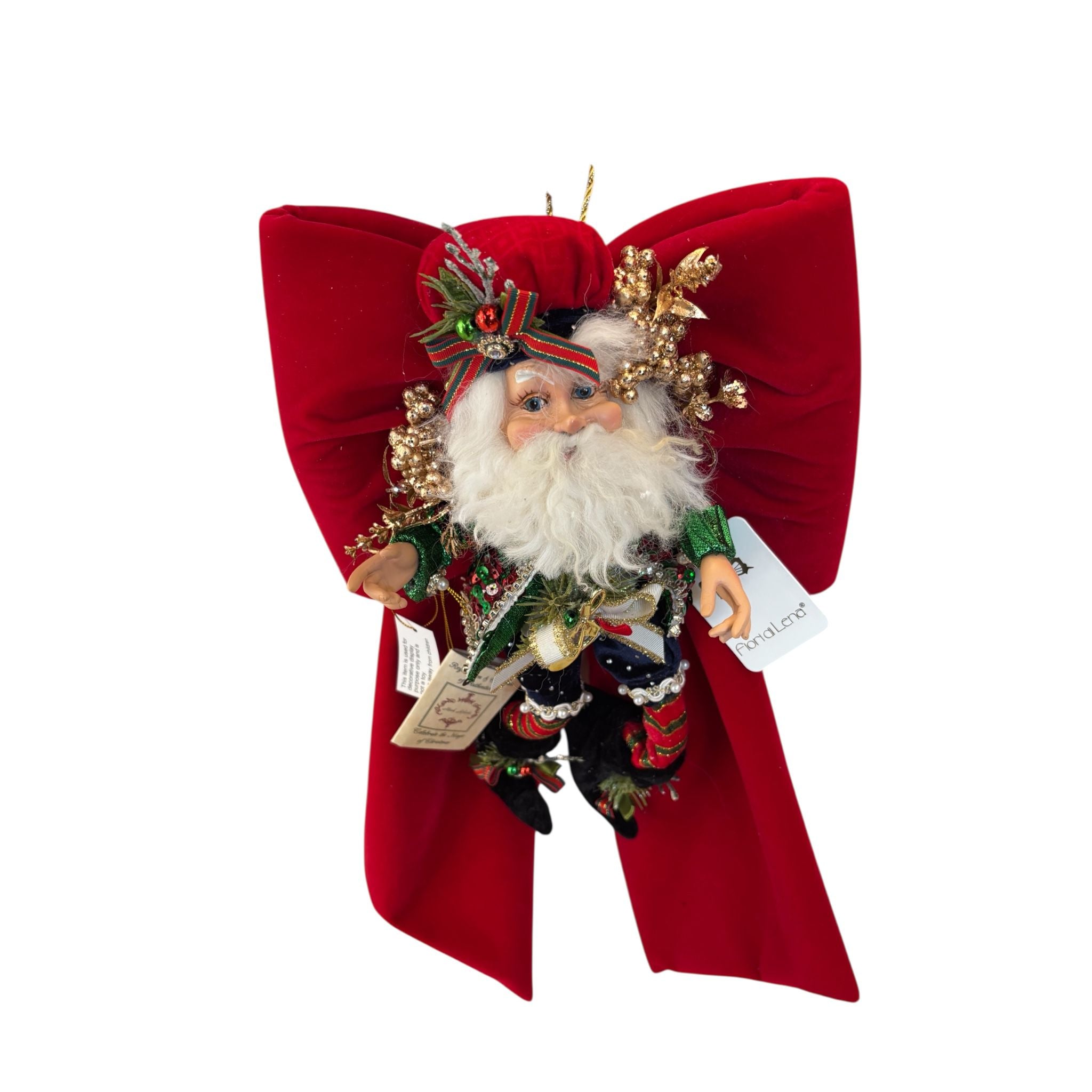 Fiocco in Velluto Rosso con Elfo “NP Little Drummer Boy Elf” – Fiori di Lena & Mark Roberts