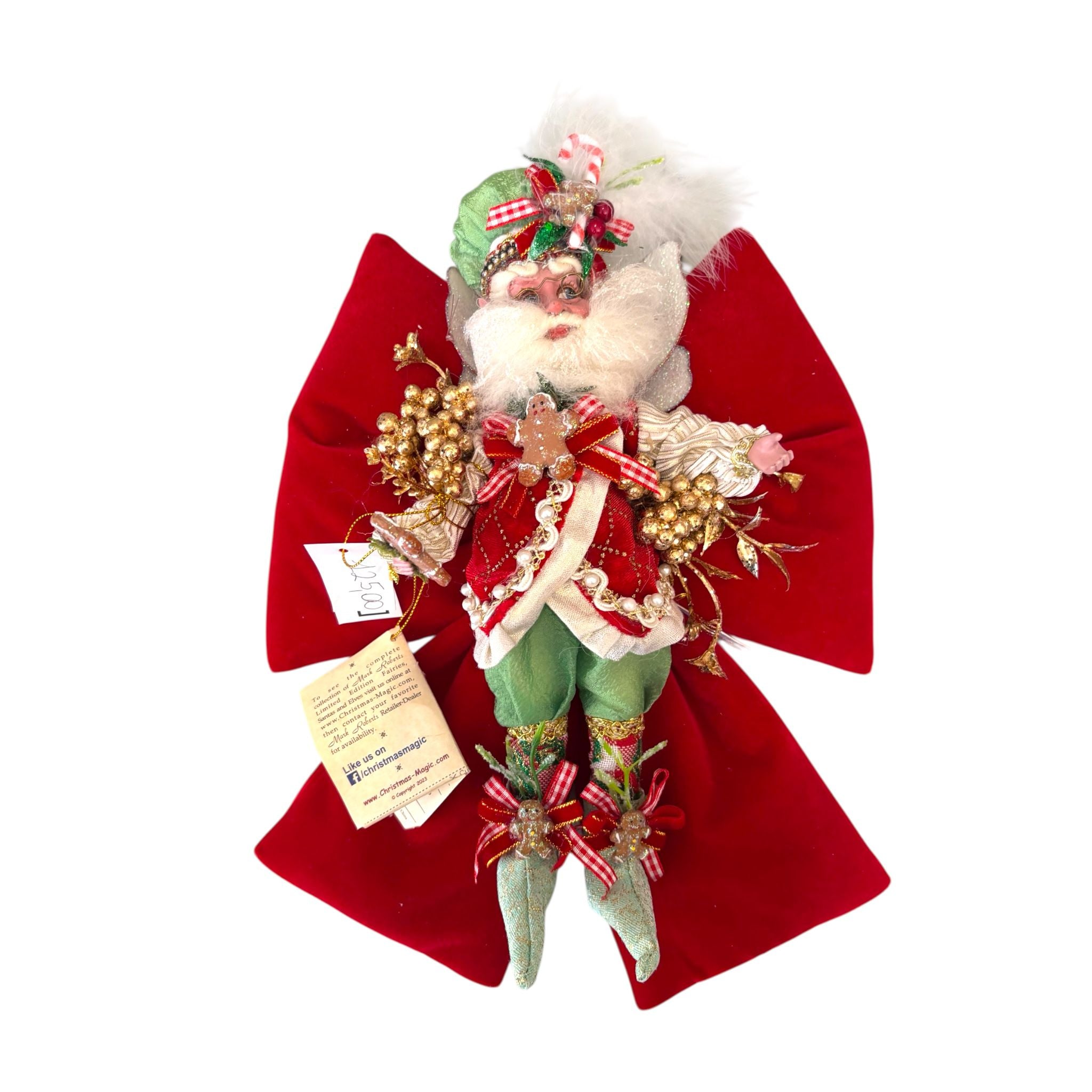 Fiocco in Velluto Rosso con Elfo “Gingerbread House Fairy Small” – Fiori di Lena & Mark Roberts