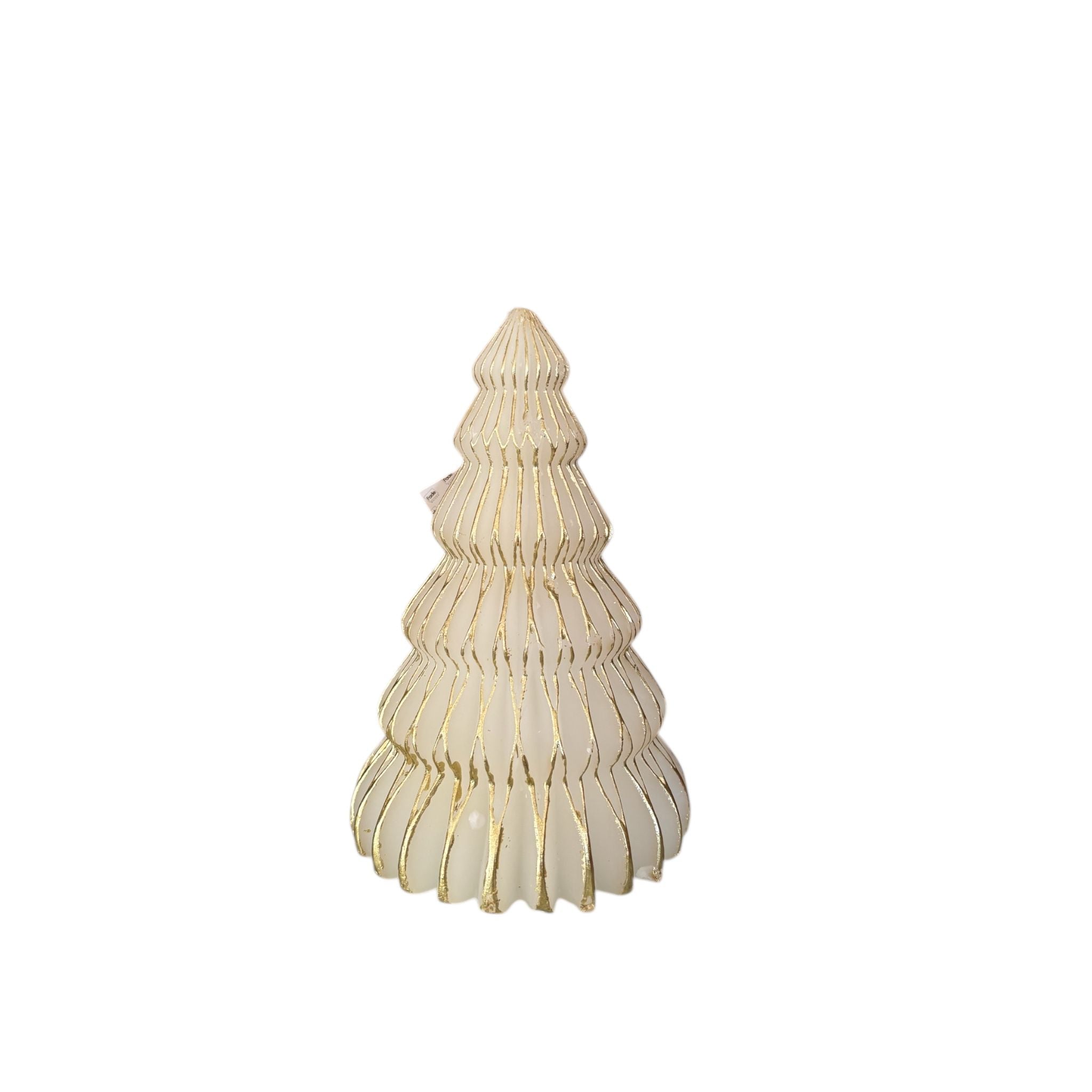 Candela Alberello Bianca e Oro 18,5 cm - Fade