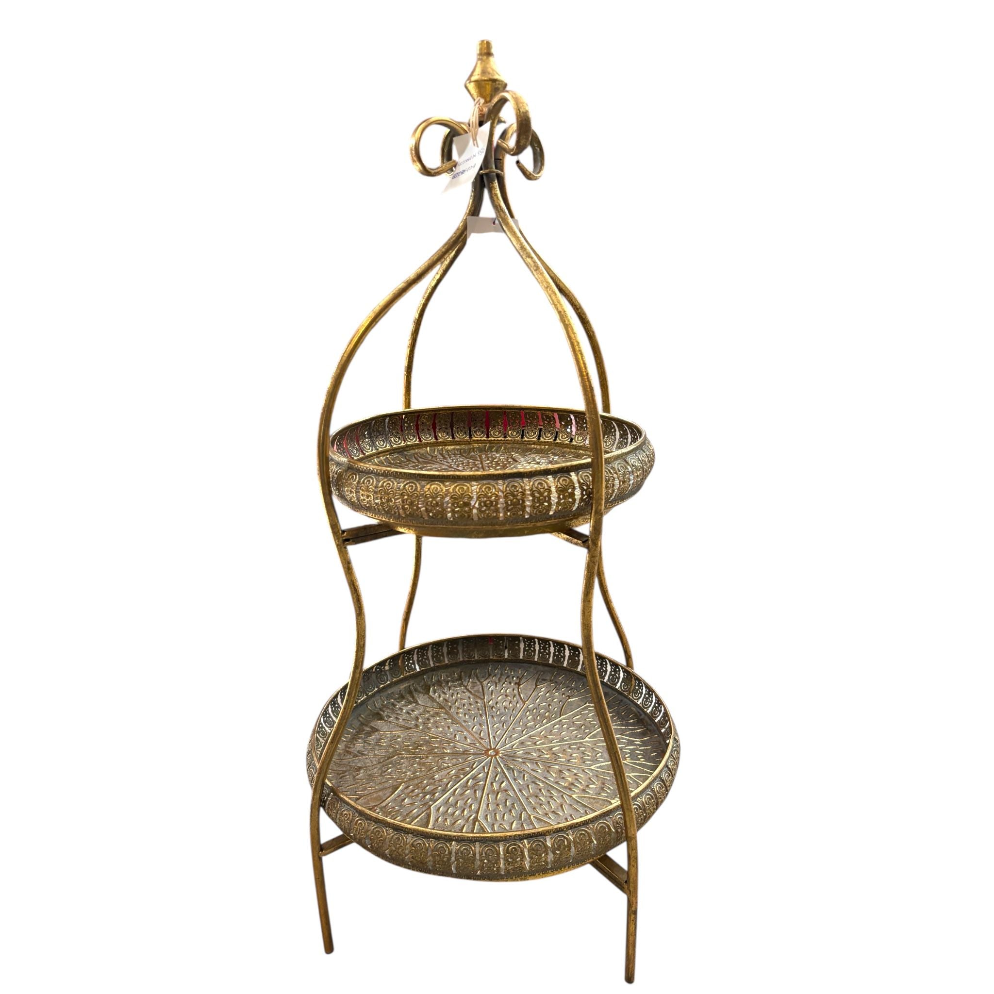 Alzata a Due Livelli in Metallo Oro Anticato 40x82 - Fade