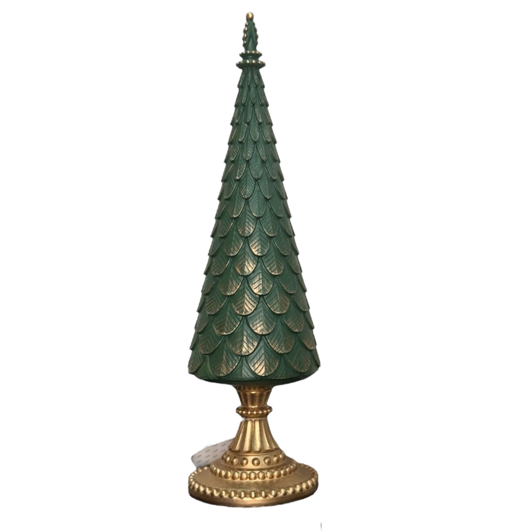 Alberello in Resina Verde con Decori in Rilievo Oro h 42 cm - Fade