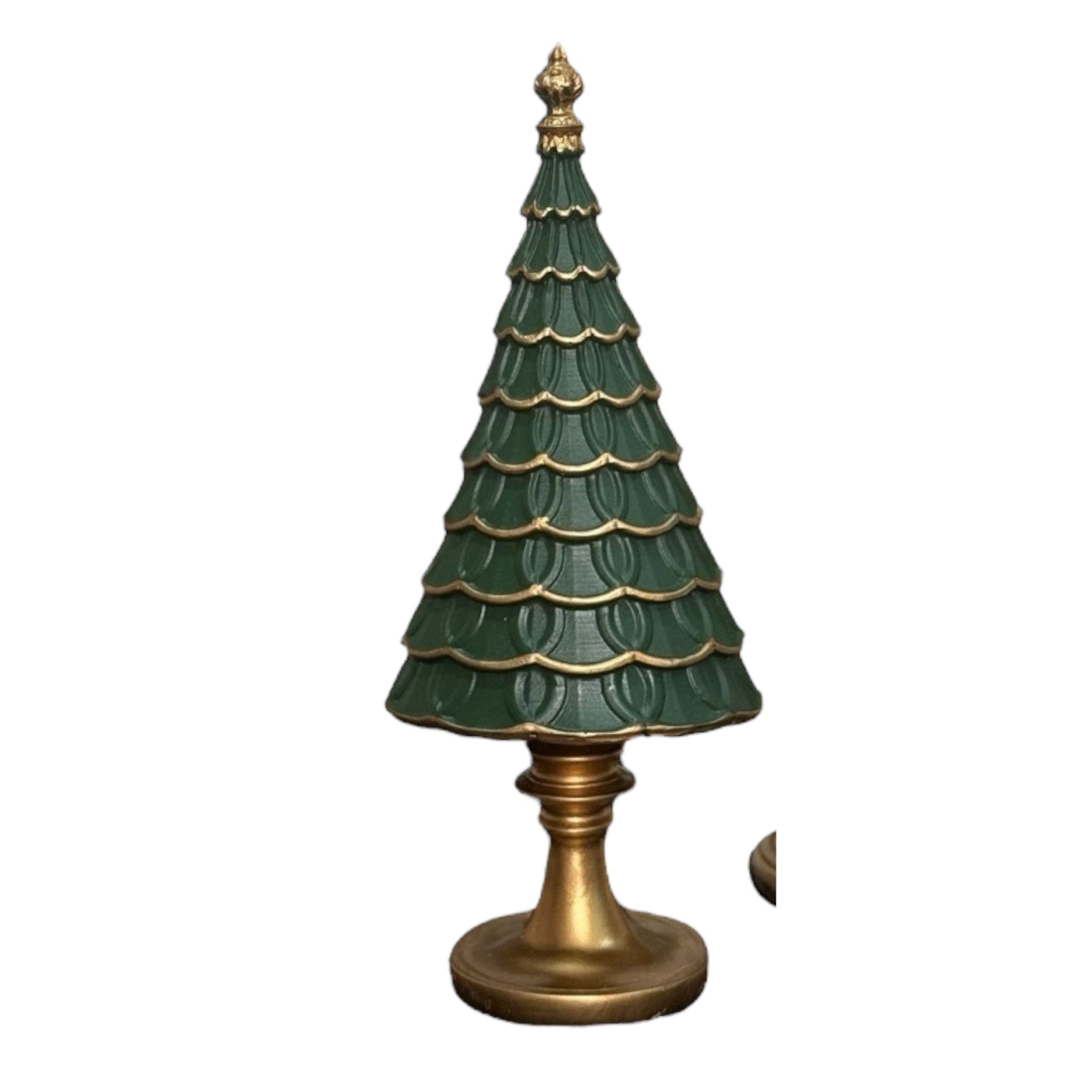 Alberello in Resina Verde con Decori in Rilievo Oro h 25 cm - Fade