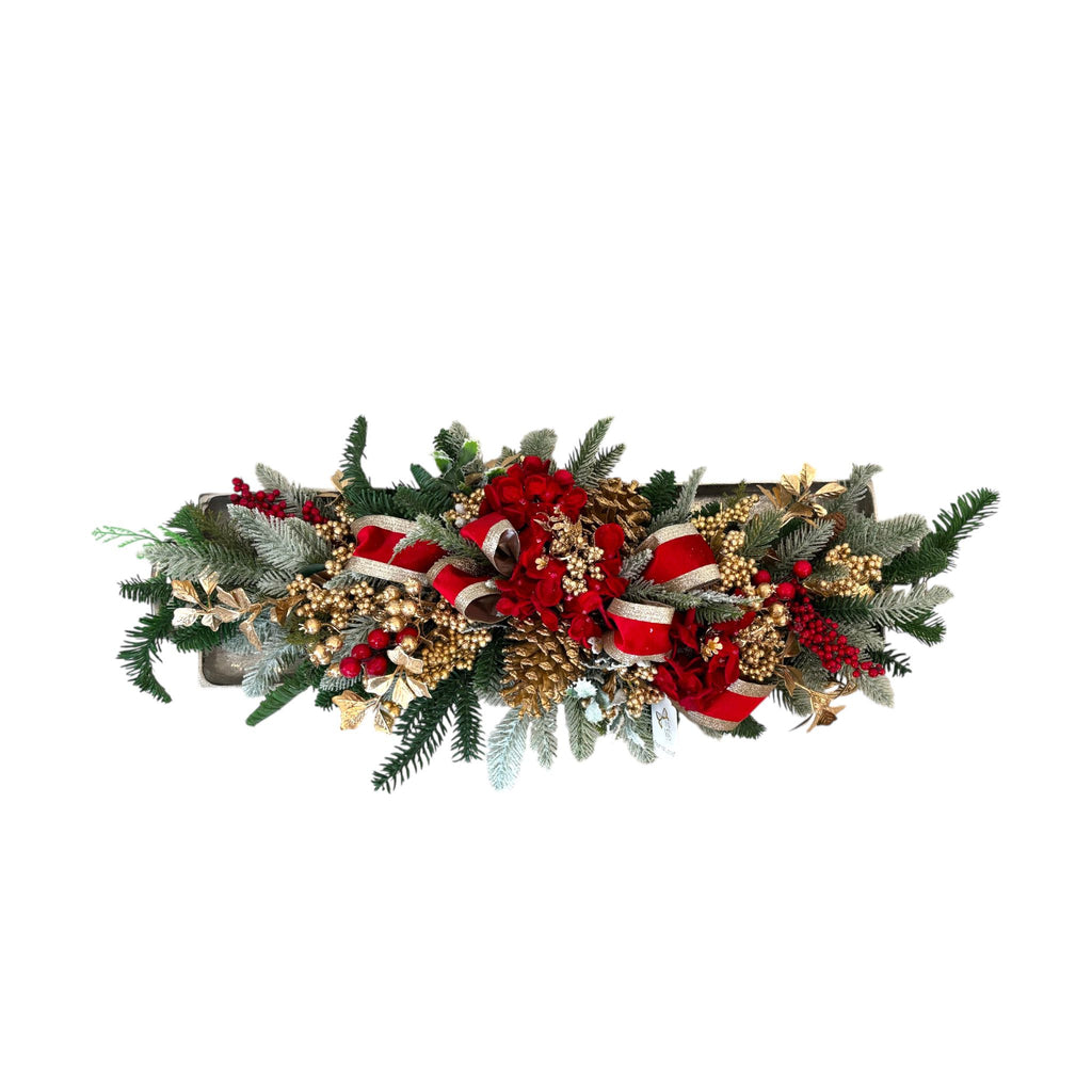 Centrotavola Artigianale con Ghirlanda e Vassoio 75 cm – Fiori di Lena