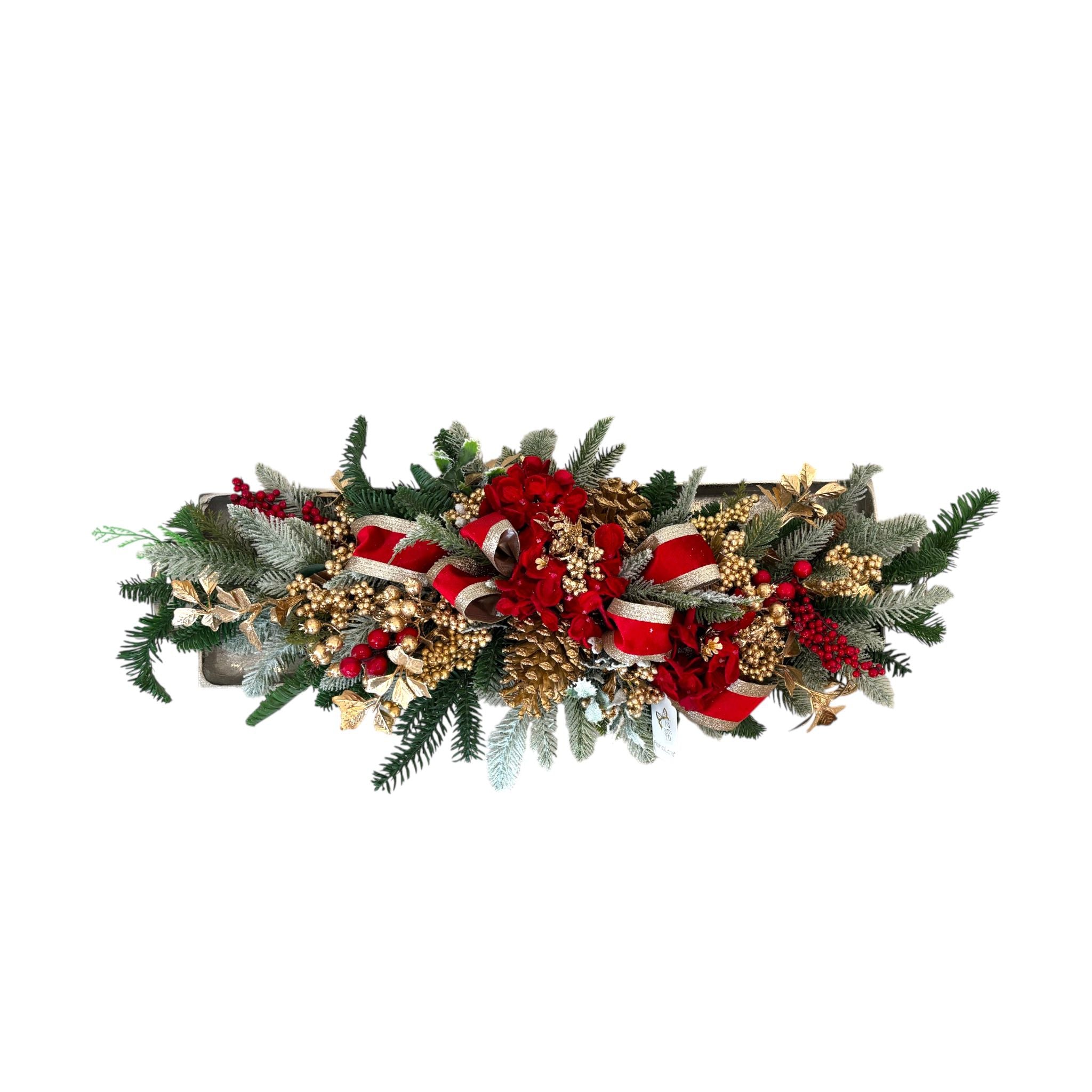 Centrotavola Artigianale con Ghirlanda e Vassoio 75 cm – Fiori di Lena