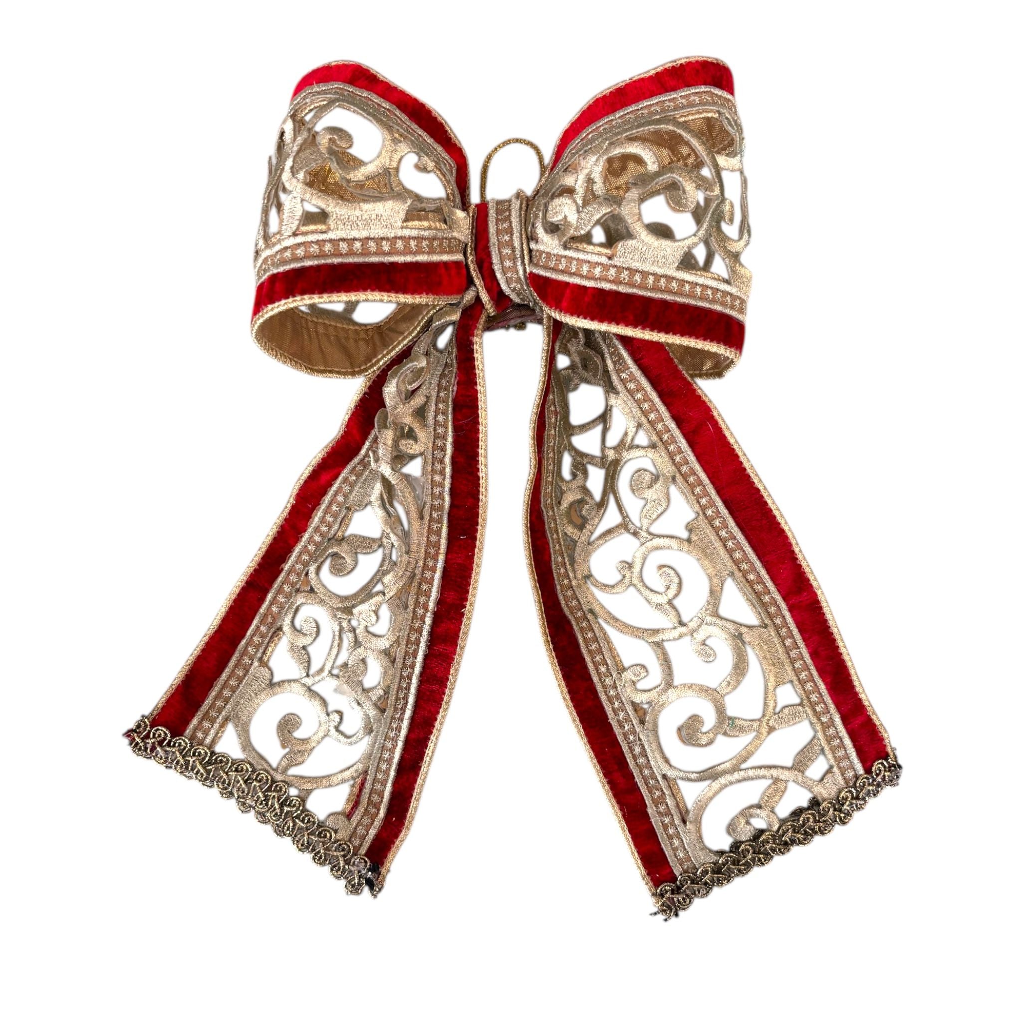 Fiocco Artigianale in Velluto Rosso con Decori Traforati 30 cm - Goodwill