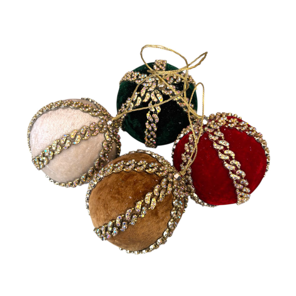 Sfera in Velluto con Catene Oro in Rilievo Ø 10 cm - Fade