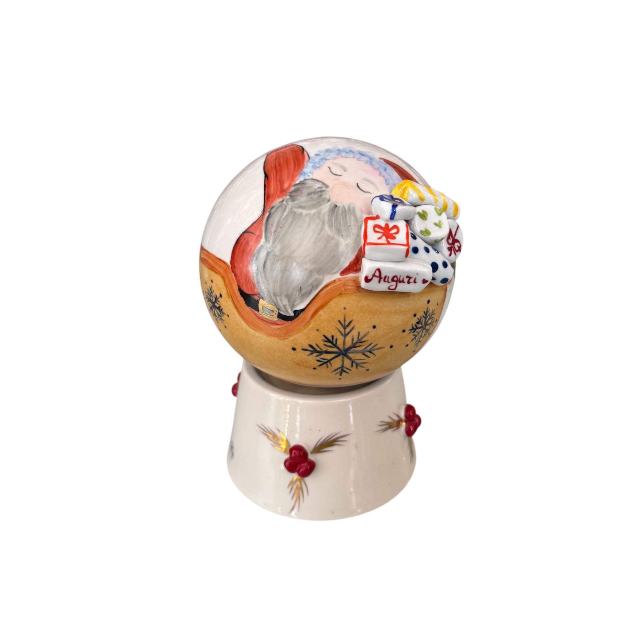 Carillon a Sfera in Ceramica con Babbo Natale 20 cm - Sbordone