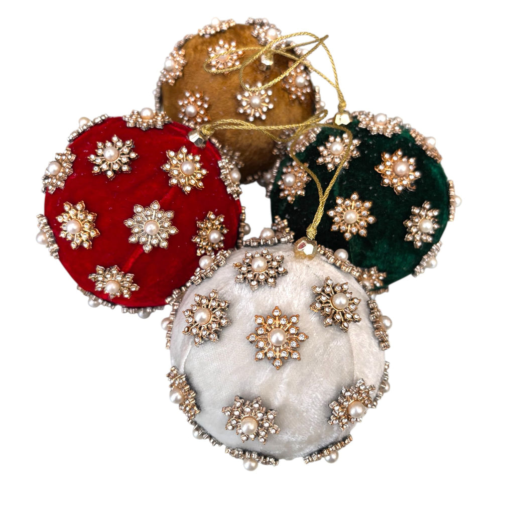 Sfera in Velluto con Fiorellini in Rilievo Ø 10 cm - Fade