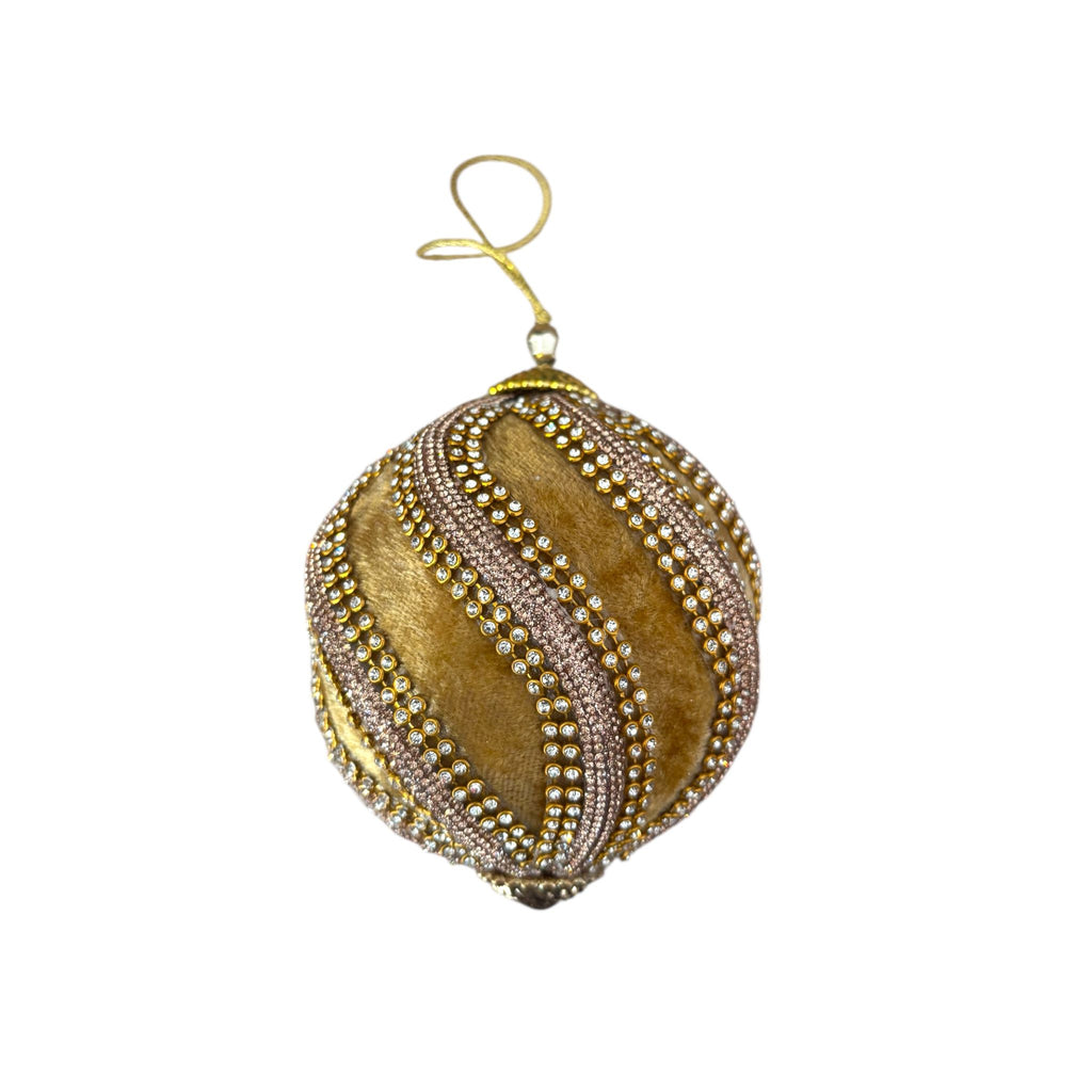 Sfera in Velluto con Strass e Brillantini in Rilievo Ø 10 cm - Fade