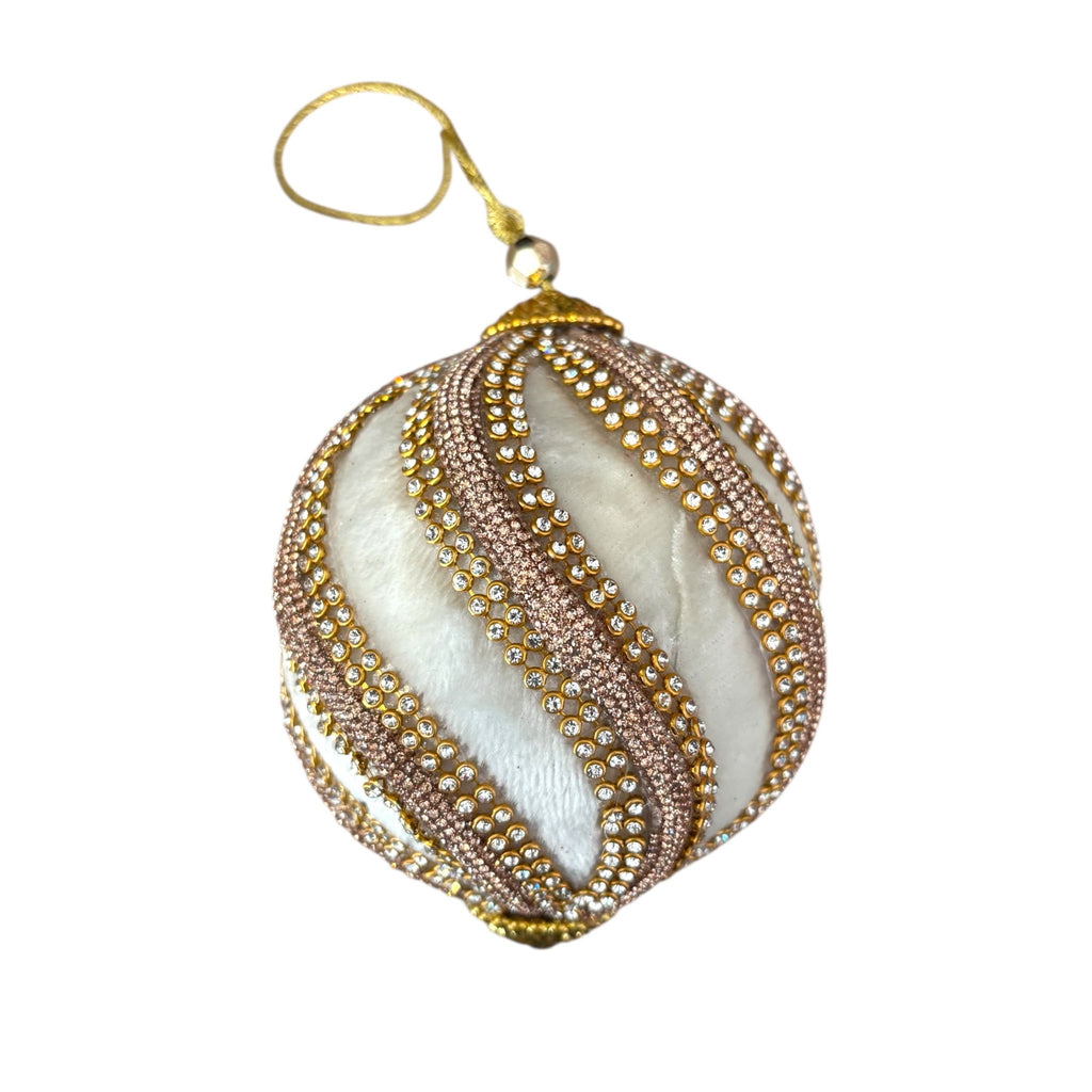 Sfera in Velluto con Strass e Brillantini in Rilievo Ø 10 cm - Fade