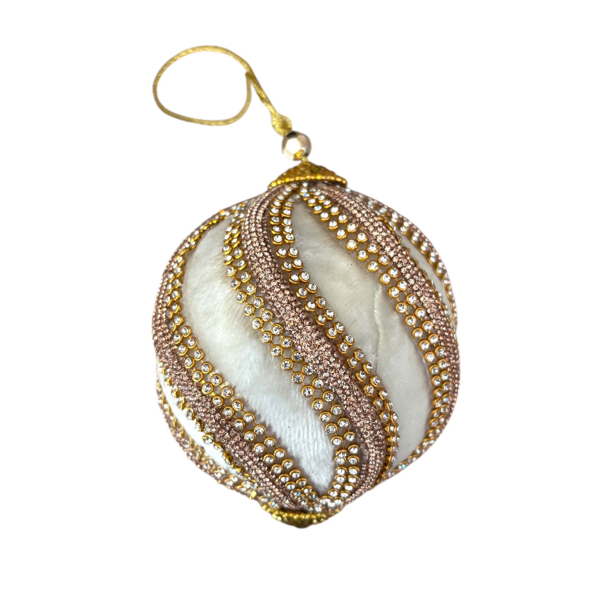 Sfera in Velluto con Strass e Brillantini in Rilievo Ø 10 cm - Fade