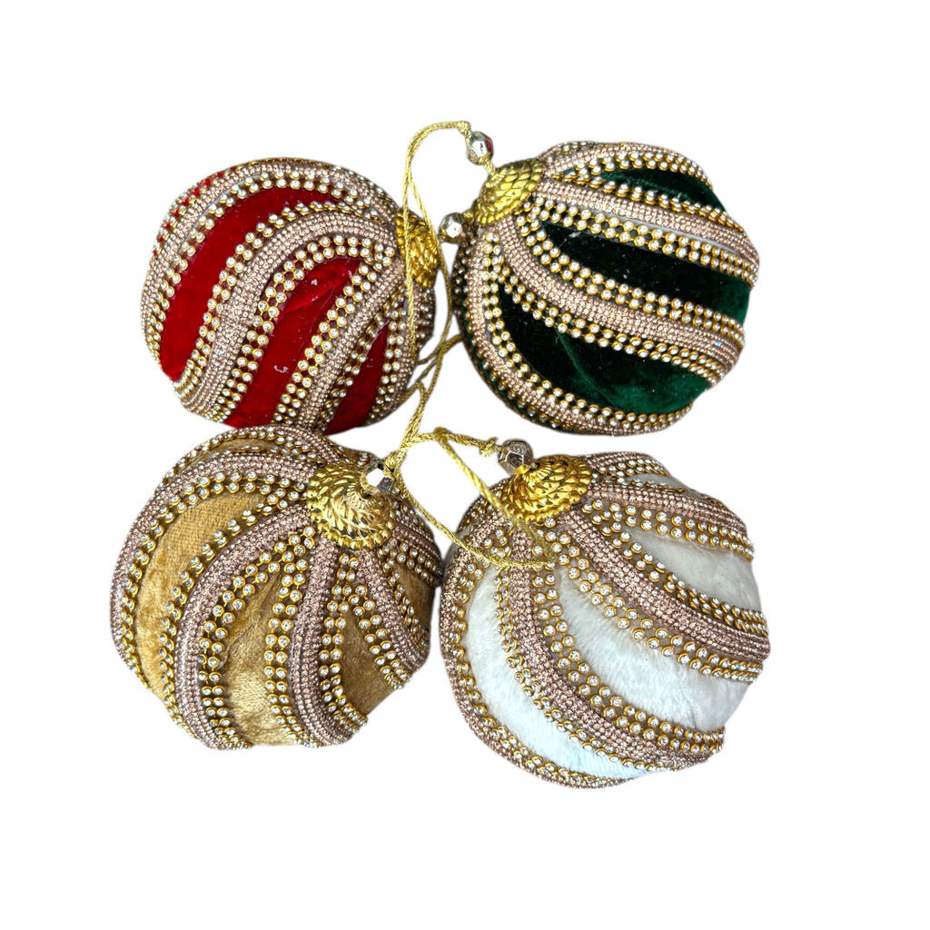 Sfera in Velluto con Strass e Brillantini in Rilievo Ø 10 cm - Fade