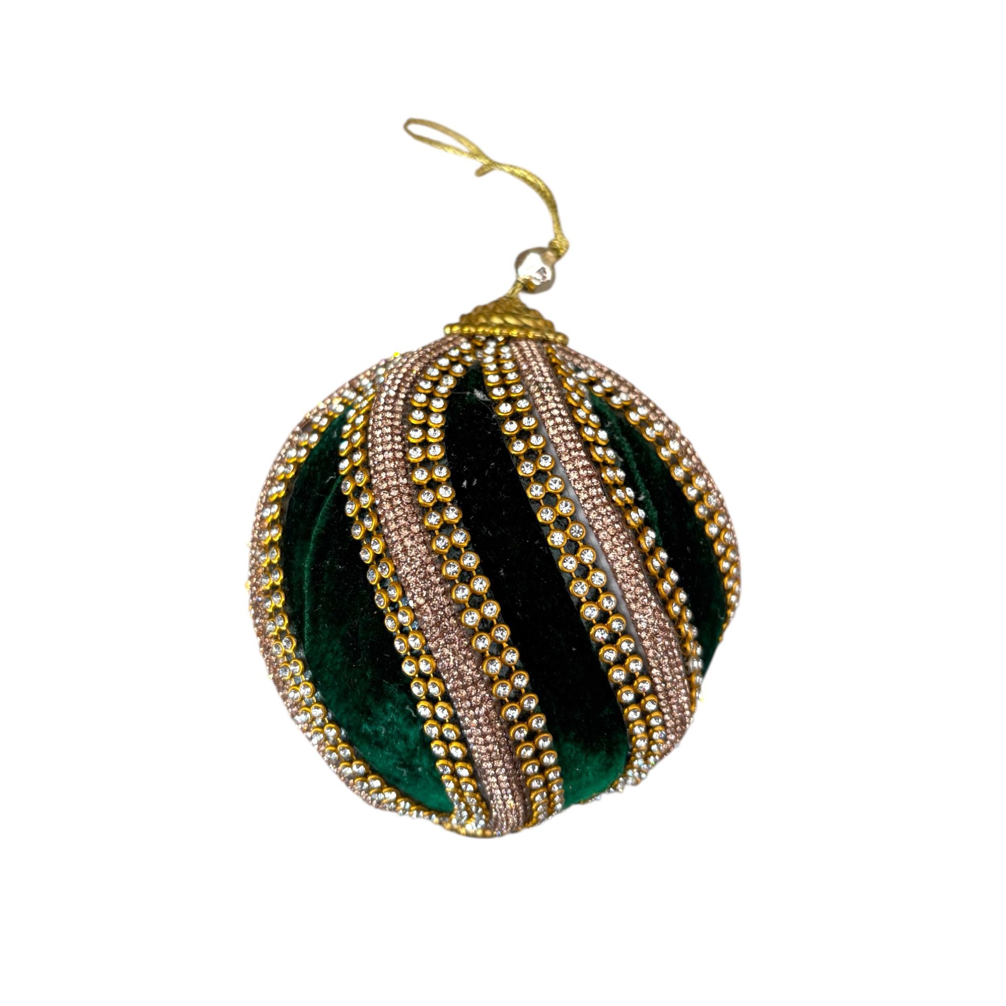 Sfera in Velluto con Strass e Brillantini in Rilievo Ø 10 cm - Fade