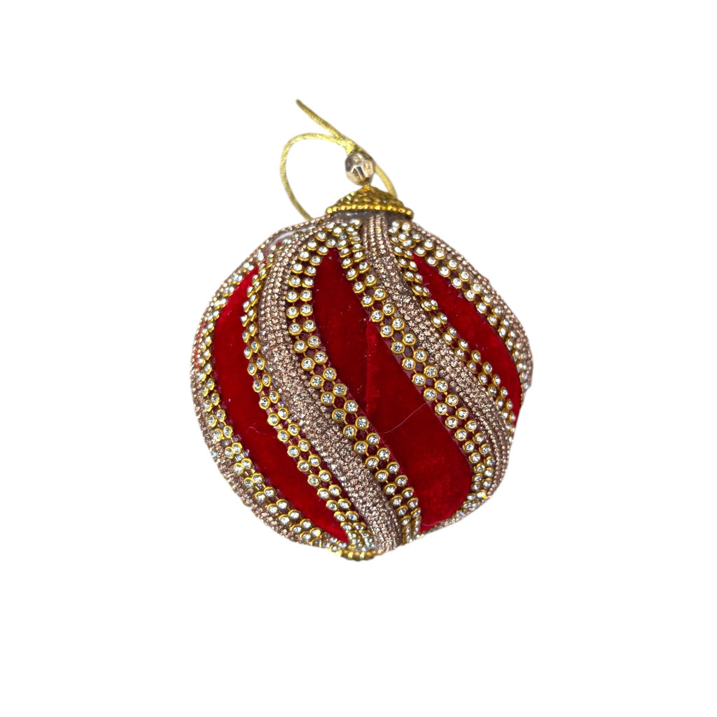 Sfera in Velluto con Strass e Brillantini in Rilievo Ø 10 cm - Fade