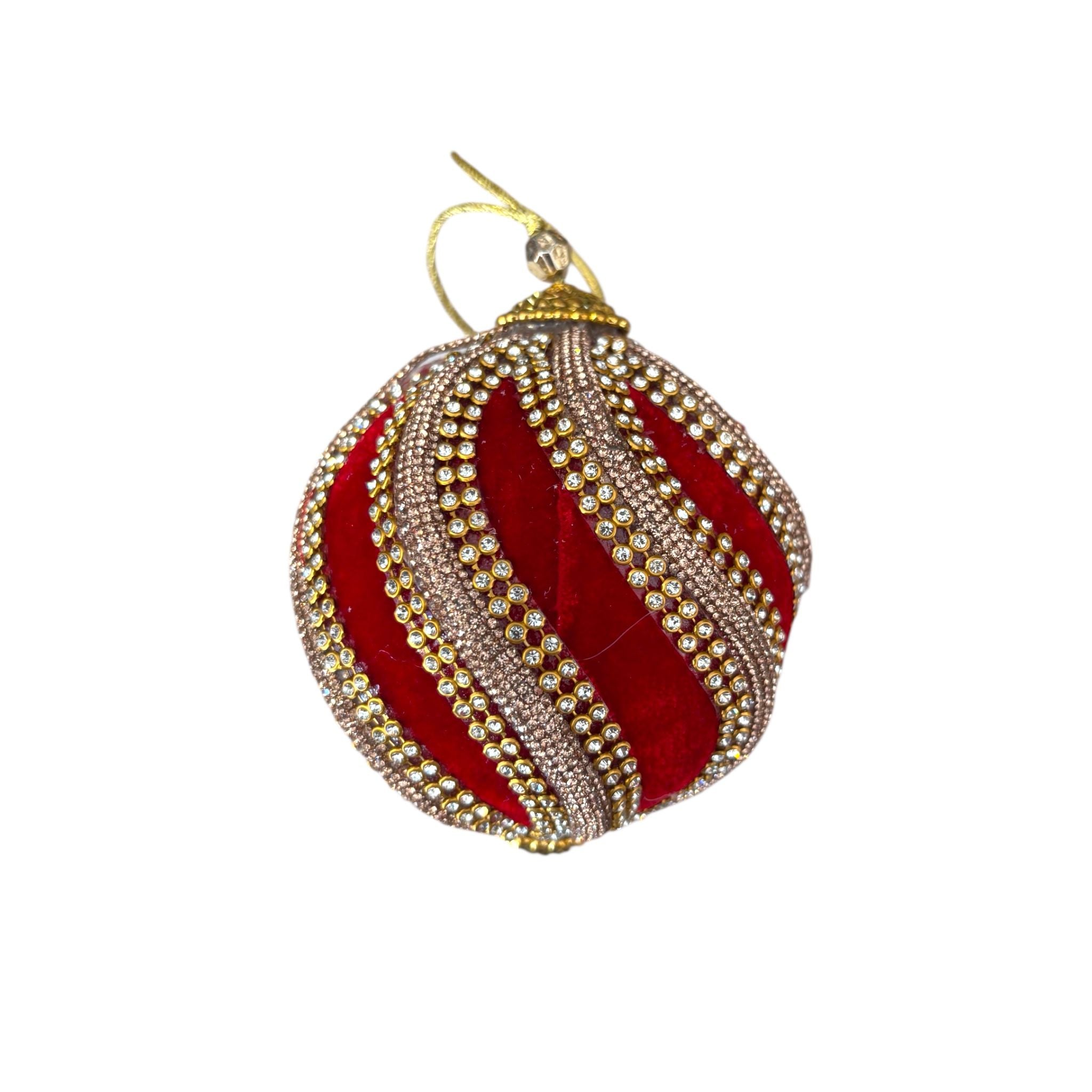 Sfera in Velluto con Strass e Brillantini in Rilievo Ø 10 cm - Fade