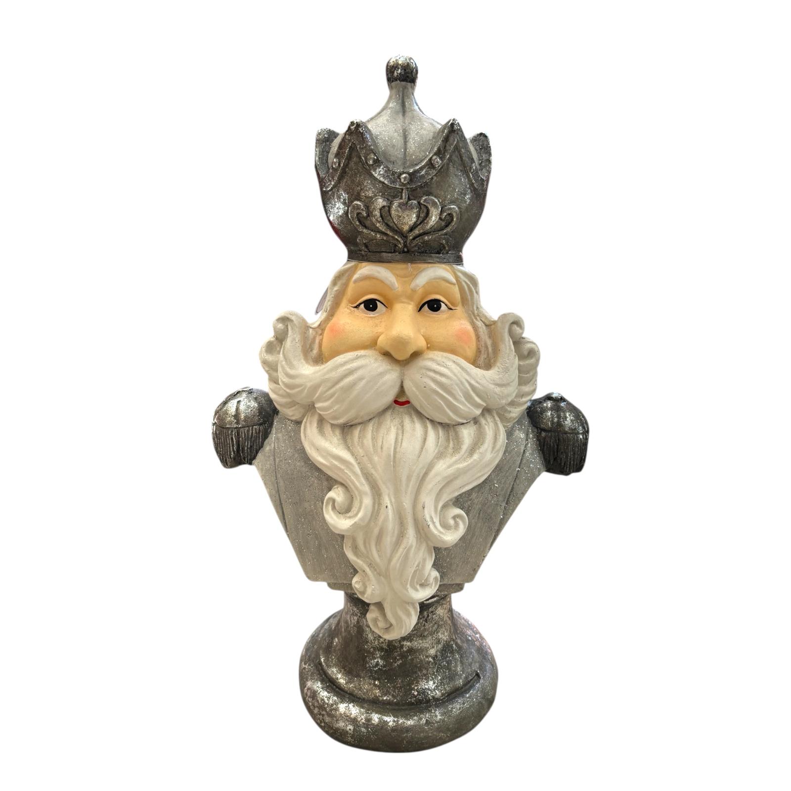 Busto di Babbo Natale in Resina Argento  60 cm - Blanc Mariclò
