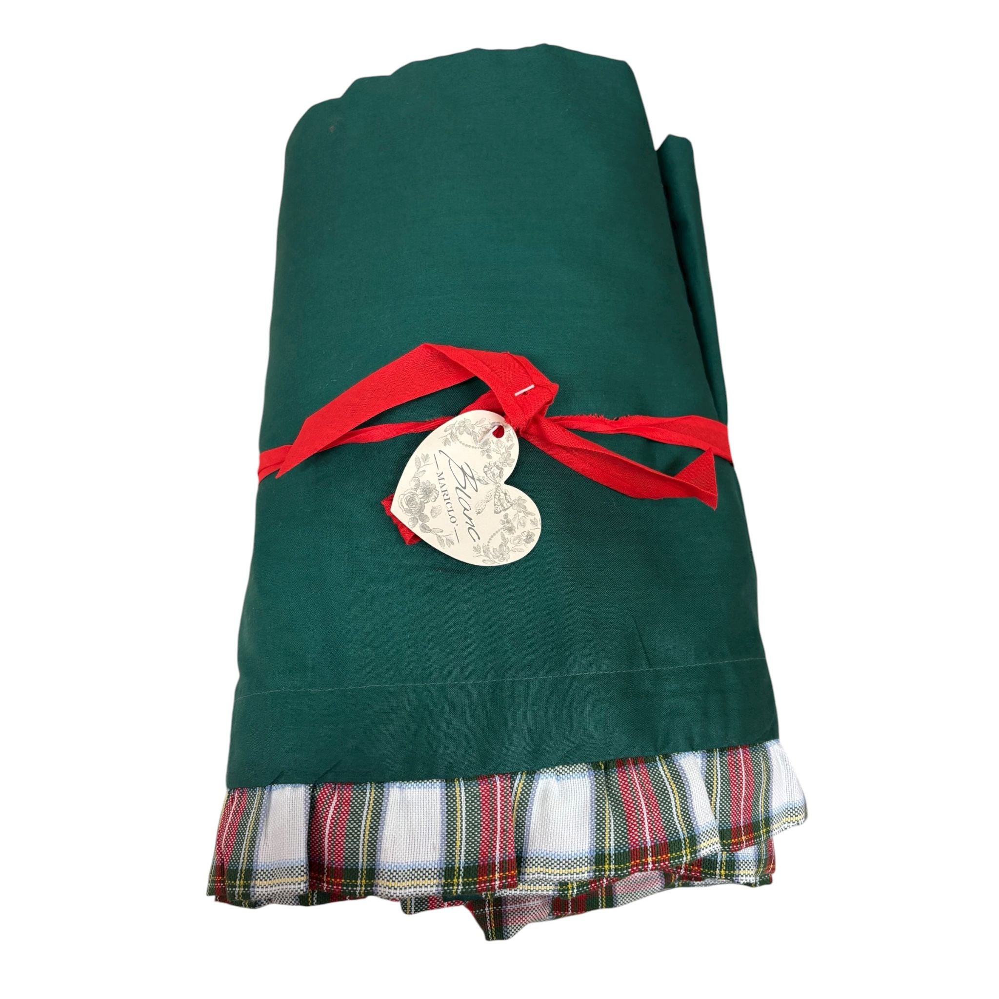 Completo Letto Matrimoniale Verde con Gala in Tartan - Blanc Mariclò