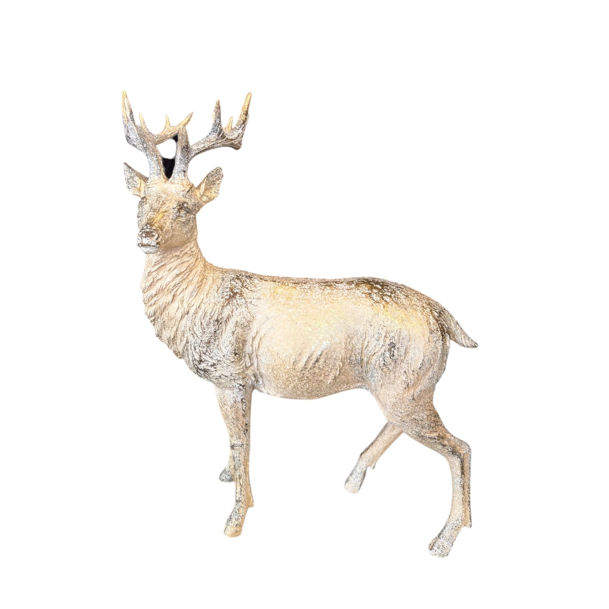 Renna in Resina Avorio con Dettagli Oro 45 cm - L'arte dei Nacchi