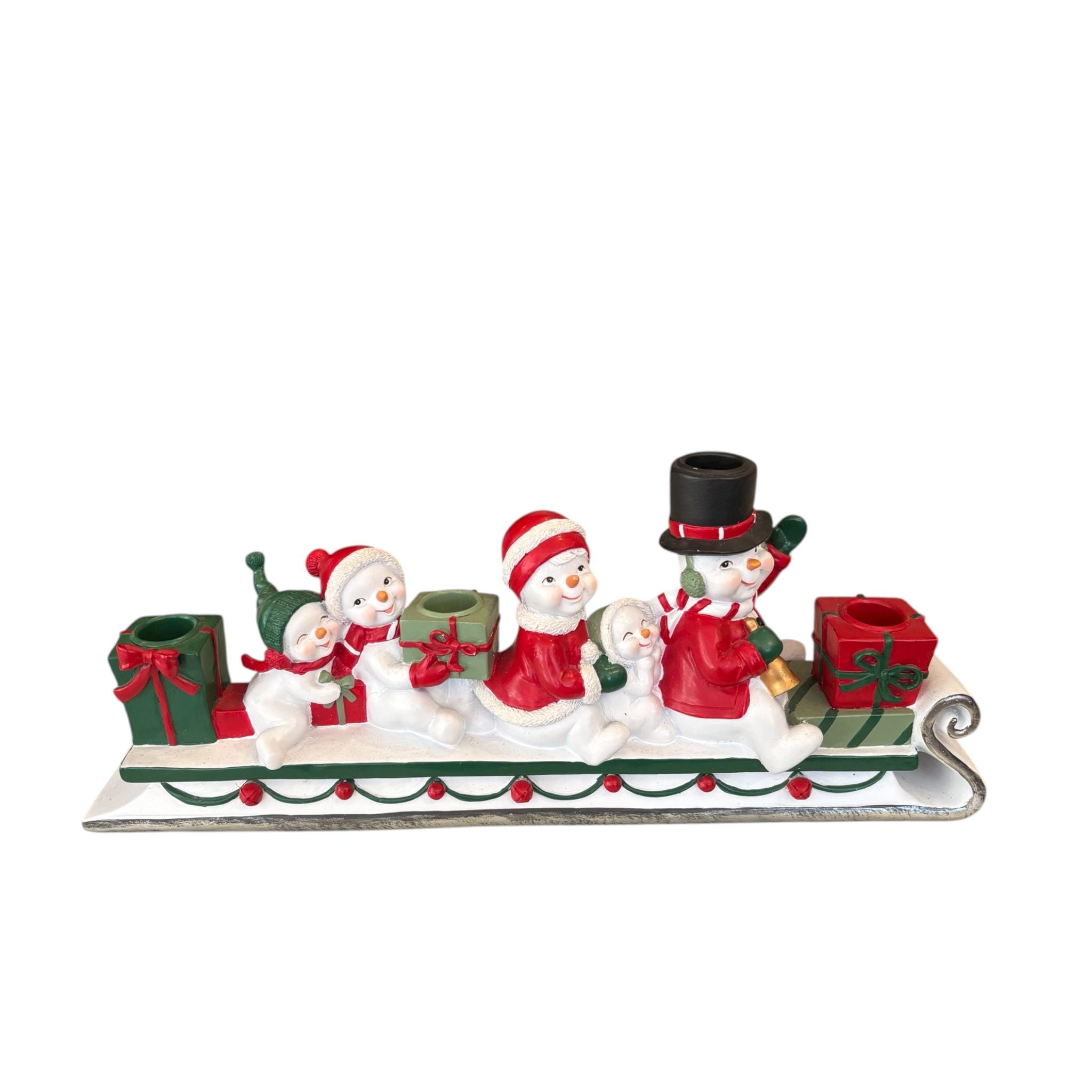 Porta Candela Natalizio a 4 Bracci con Pupazzi di Neve - Goodwill