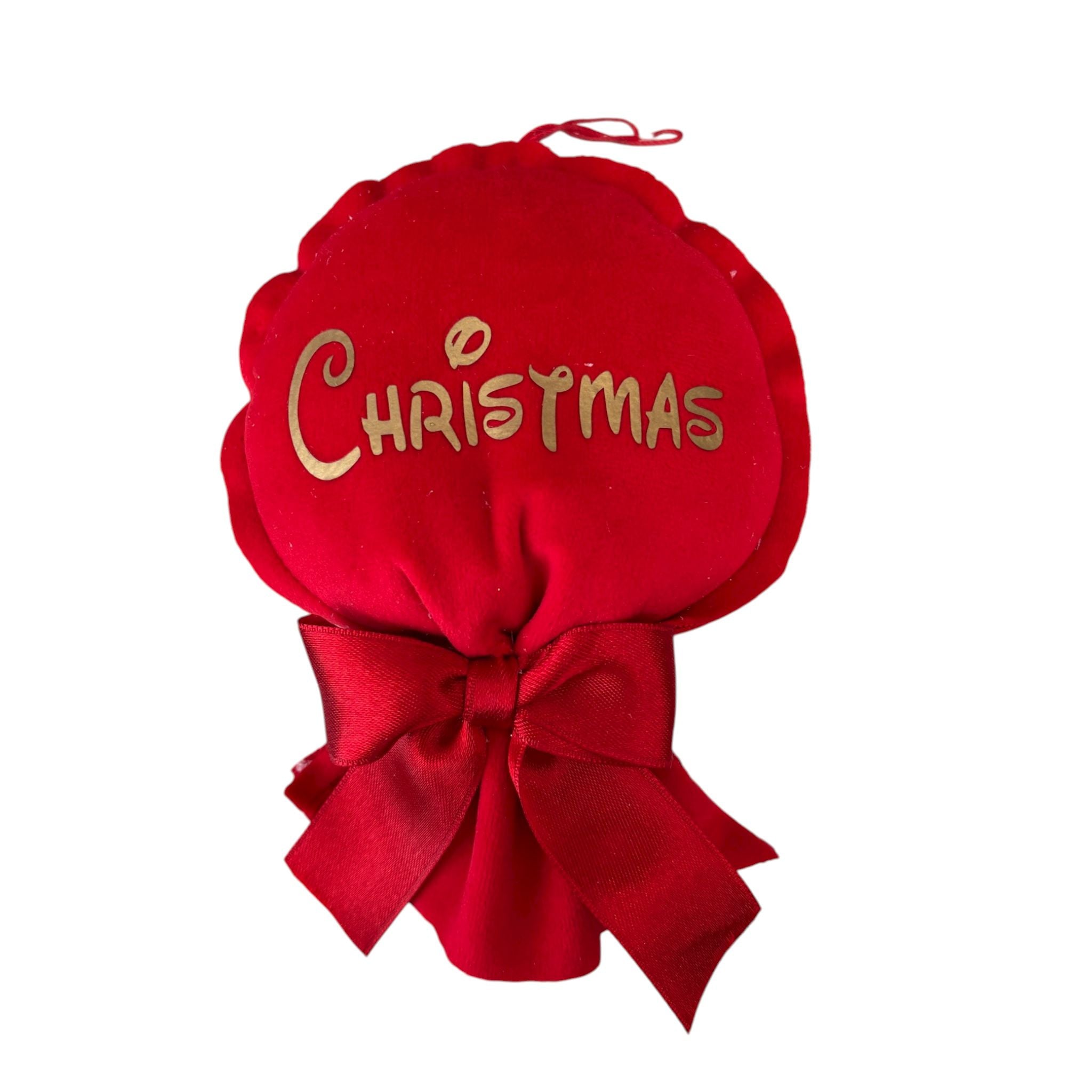 Decorazione Natalizia in Velluto con Scritta Dorata – Fatta a Mano