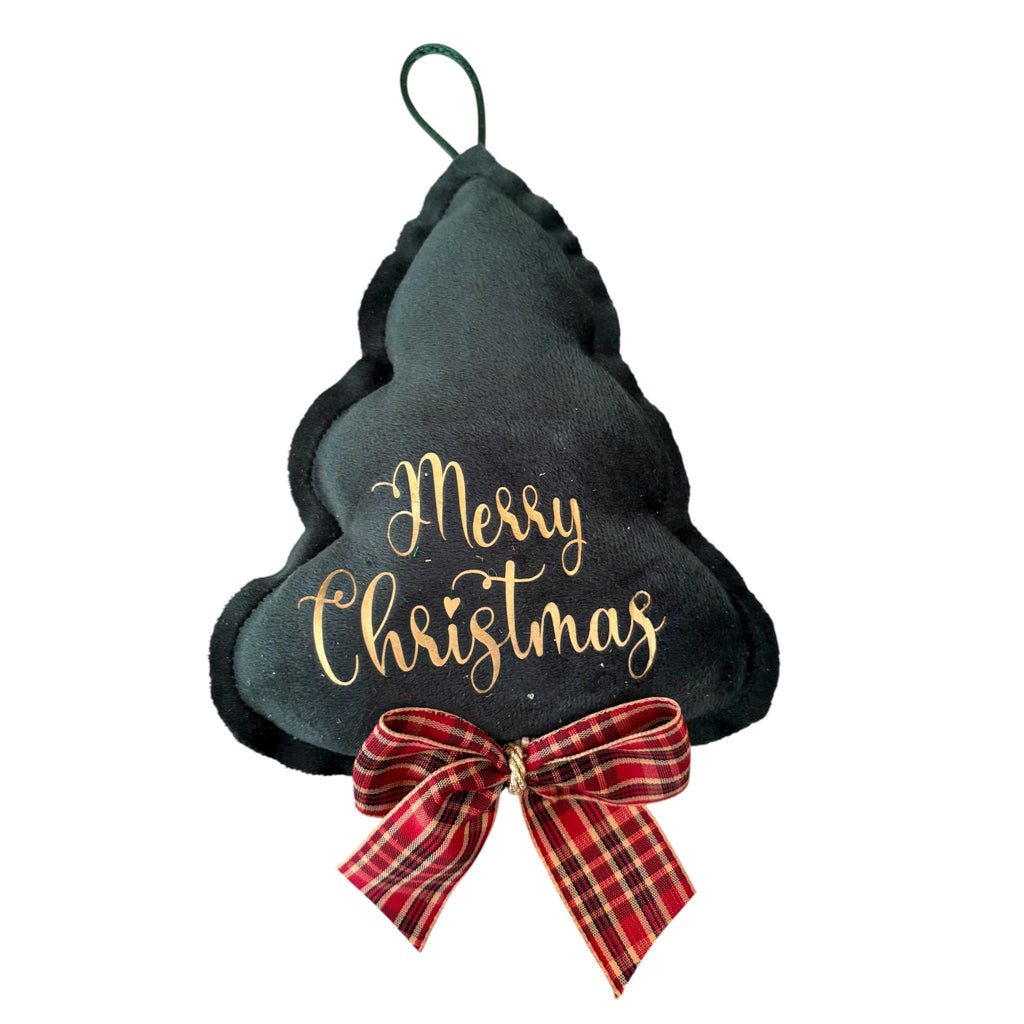 Decorazione Natalizia in Velluto con Scritta Dorata – Fatta a Mano