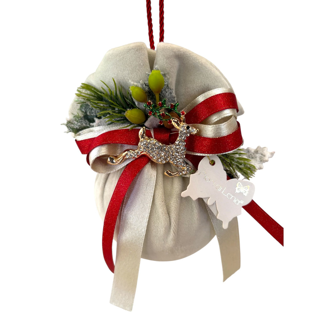 Decorazione Albero in Velluto con Ciondolo - Fiori di Lena
