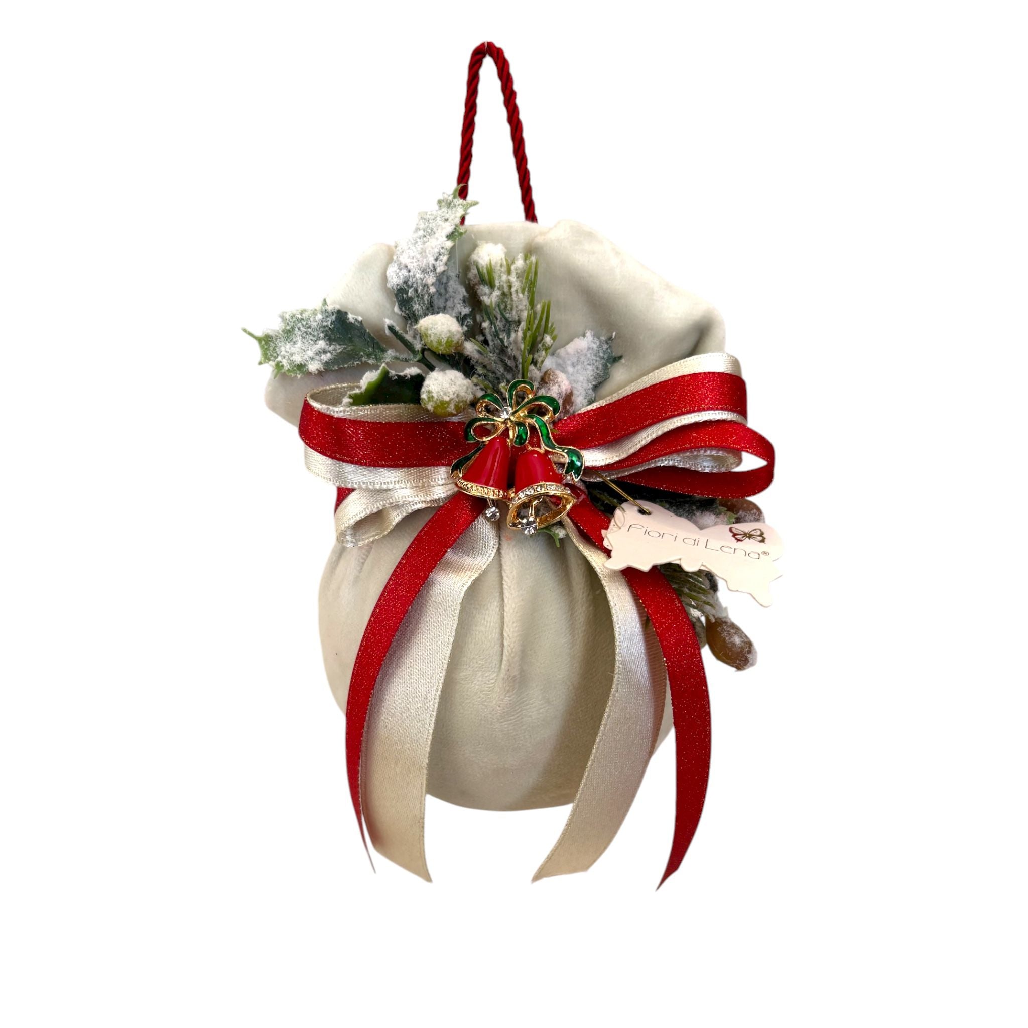 Decorazione Albero in Velluto con Ciondolo - Fiori di Lena
