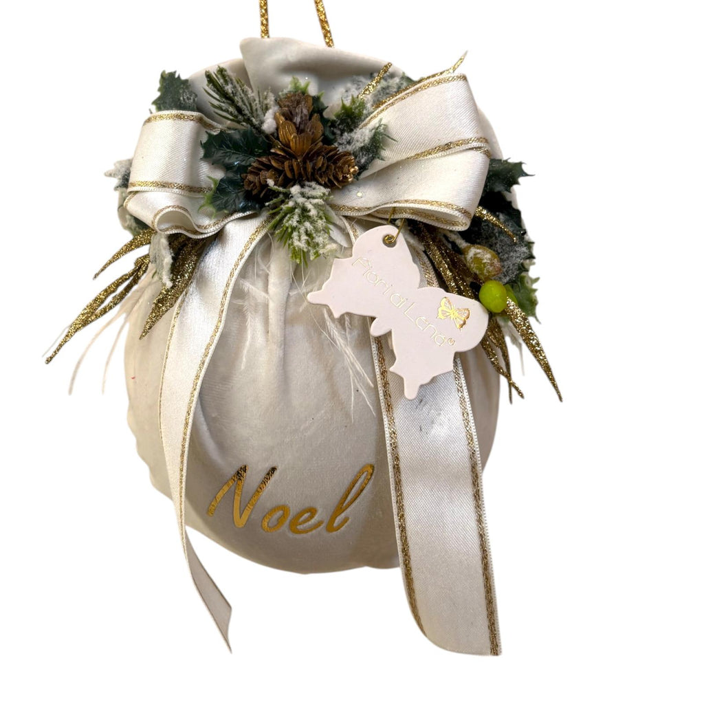 Decorazione Albero in Velluto con Scritta Oro - Fiori di Lena