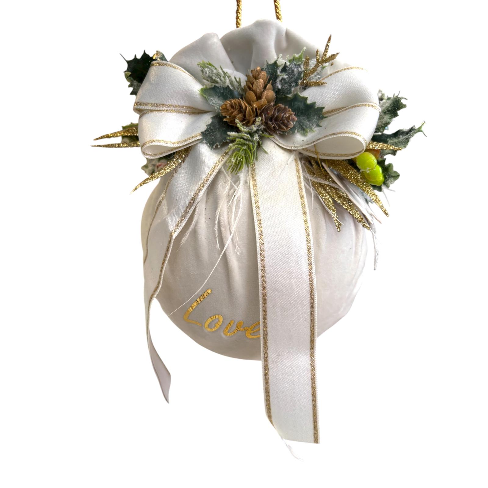 Decorazione Albero in Velluto con Scritta Oro - Fiori di Lena