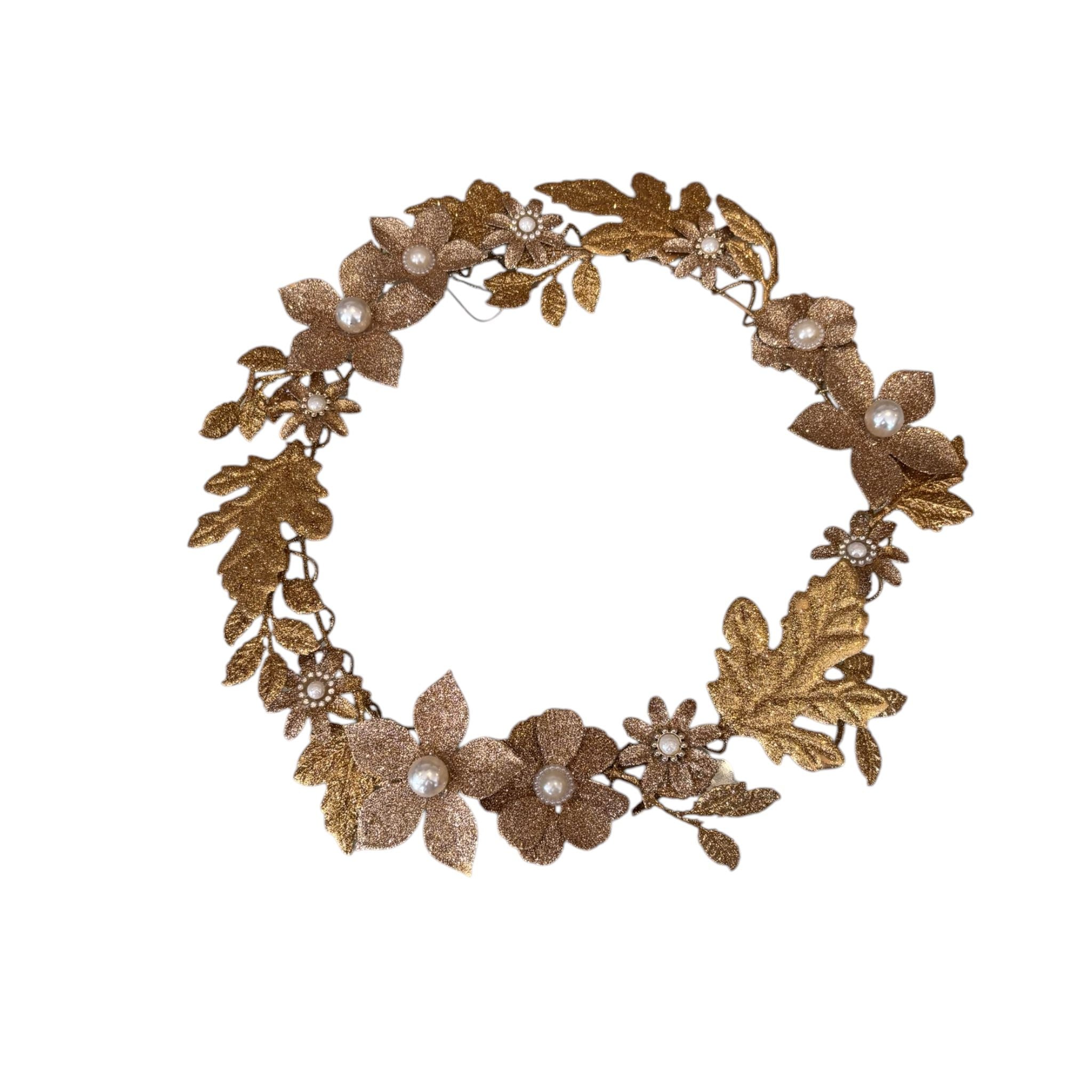 Ghirlanda in Metallo Oro con Perline e Glitter 35 cm - In Art