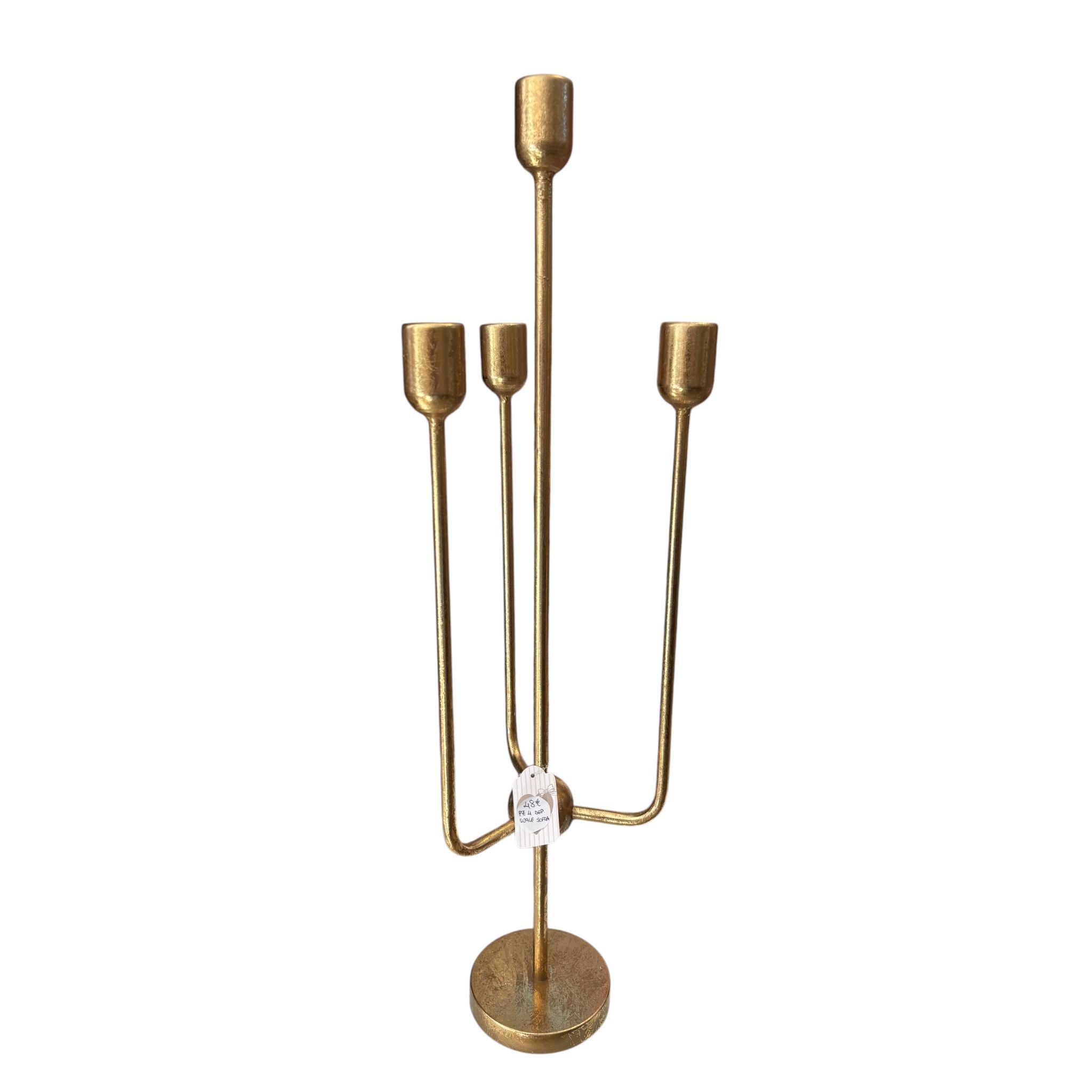 Candelabro in Metallo Oro a 4 Braccia 70 cm - L'arte di Nacchi