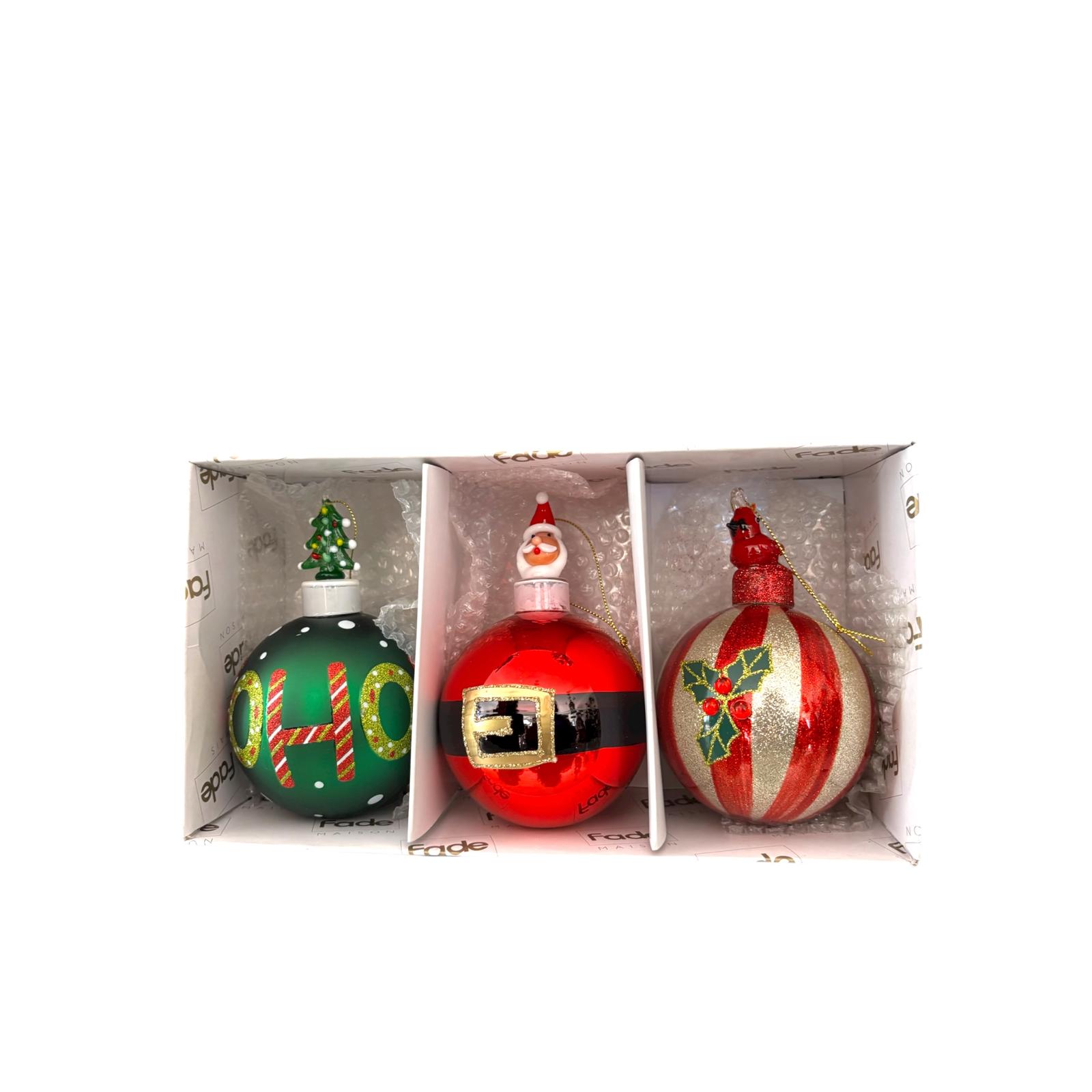 Set 3 Sfere Natalizie in Vetro Assortite - Fade