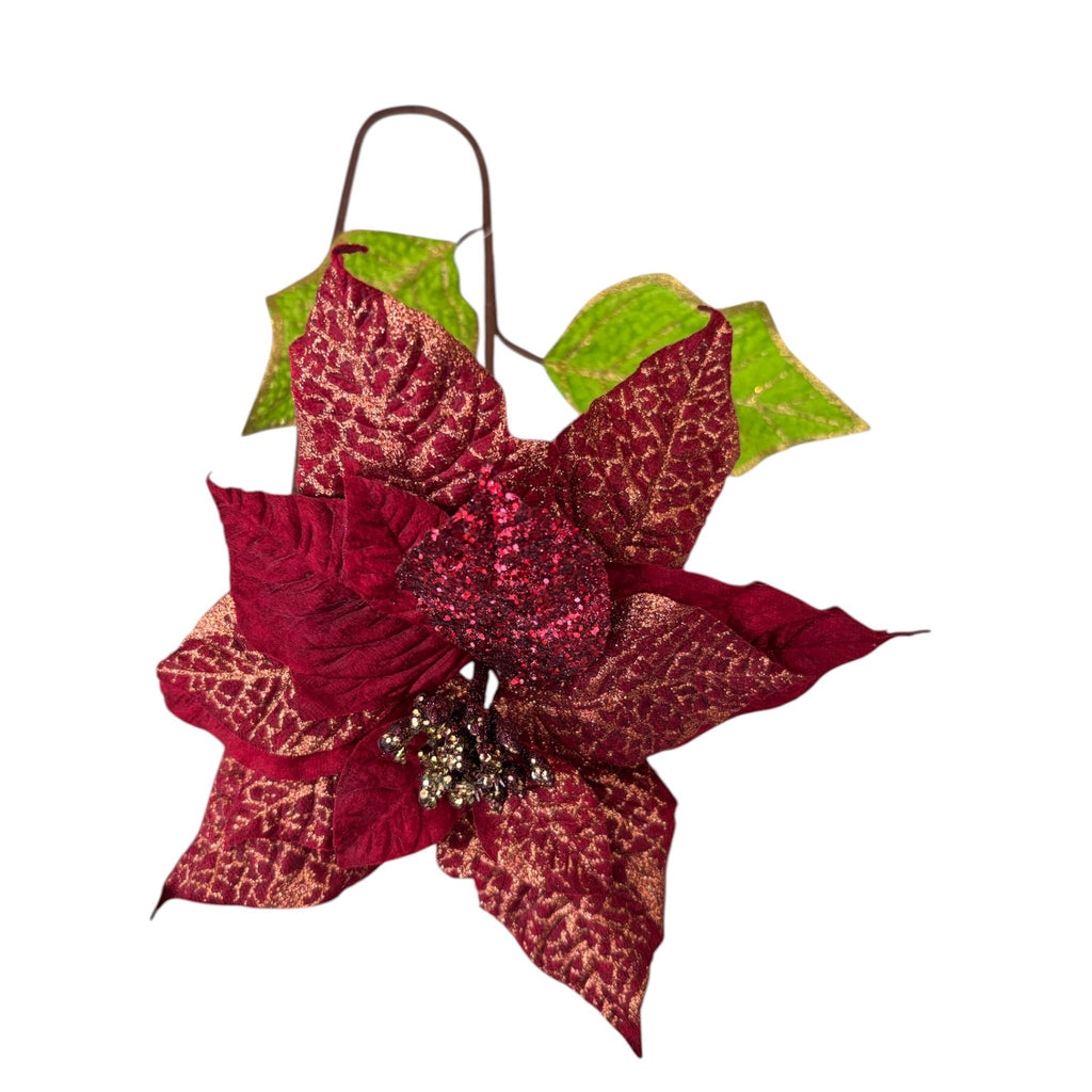 Fiore Stella di Natale Rossa in Tessuto con Stelo Lungo – Goodwill