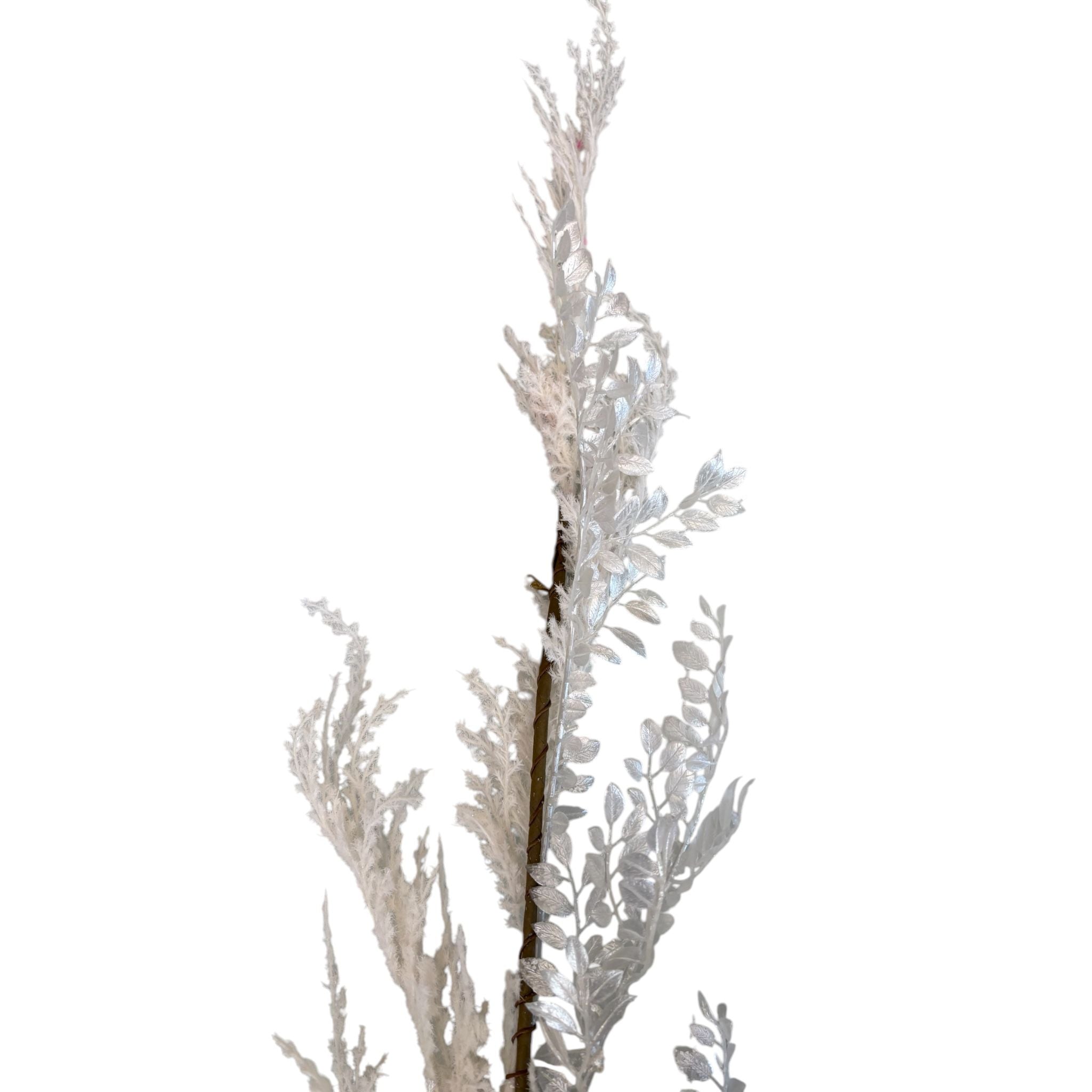 Tralcio Decorativo con Fiori Bianchi Perlati e Pampas - Goodwill