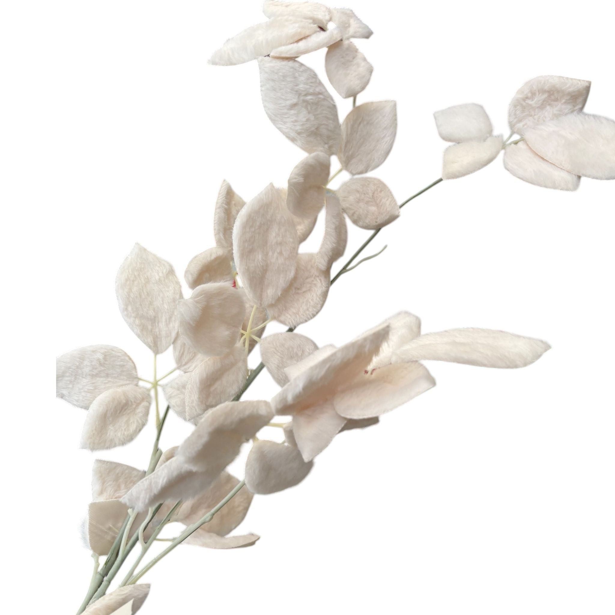 Tralcio Decorativo con Foglie in Peluche Bianche 130 cm - Goodwill