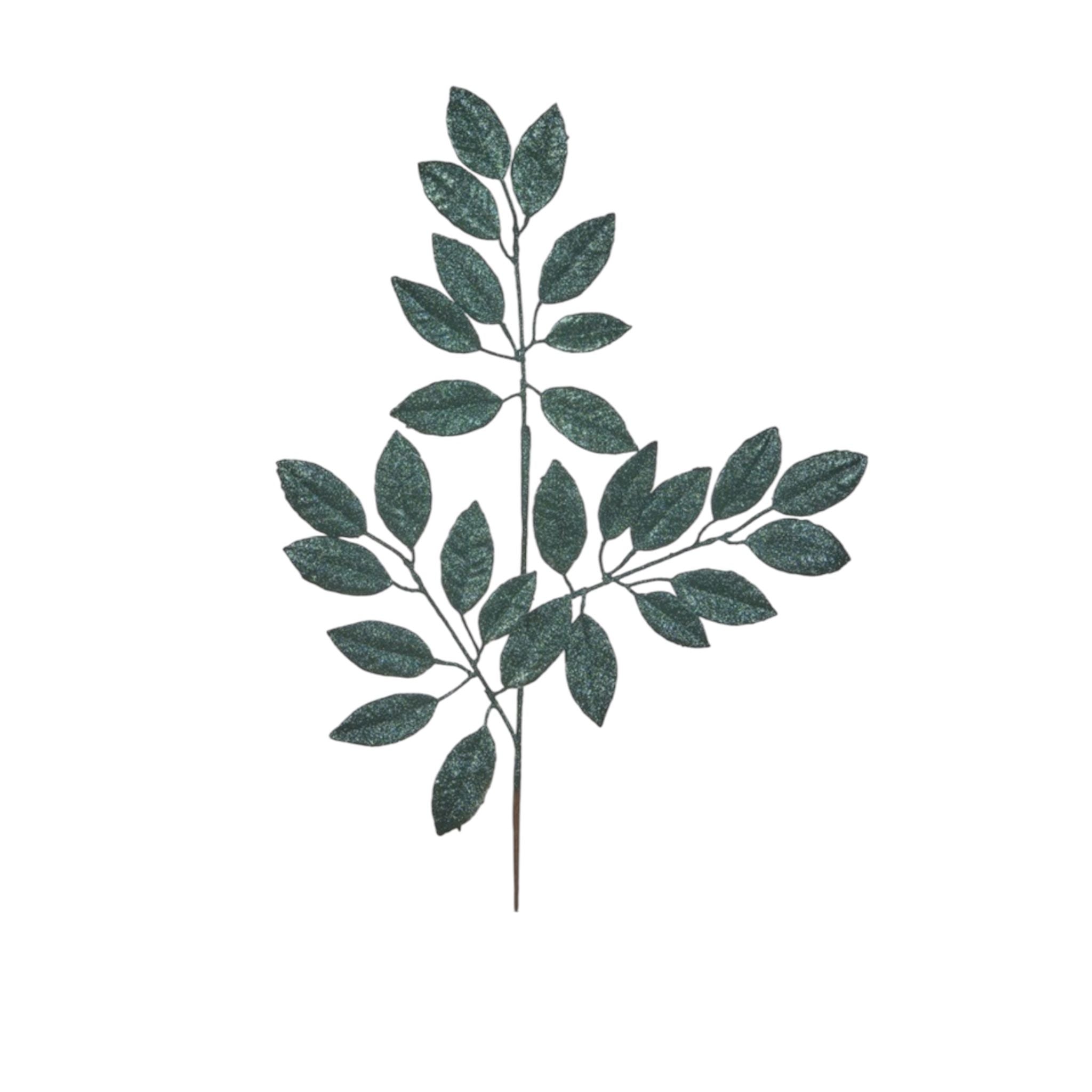 Decorazione per Albero con Rami Glitterati e Foglie Color Ottanio – Goodwill