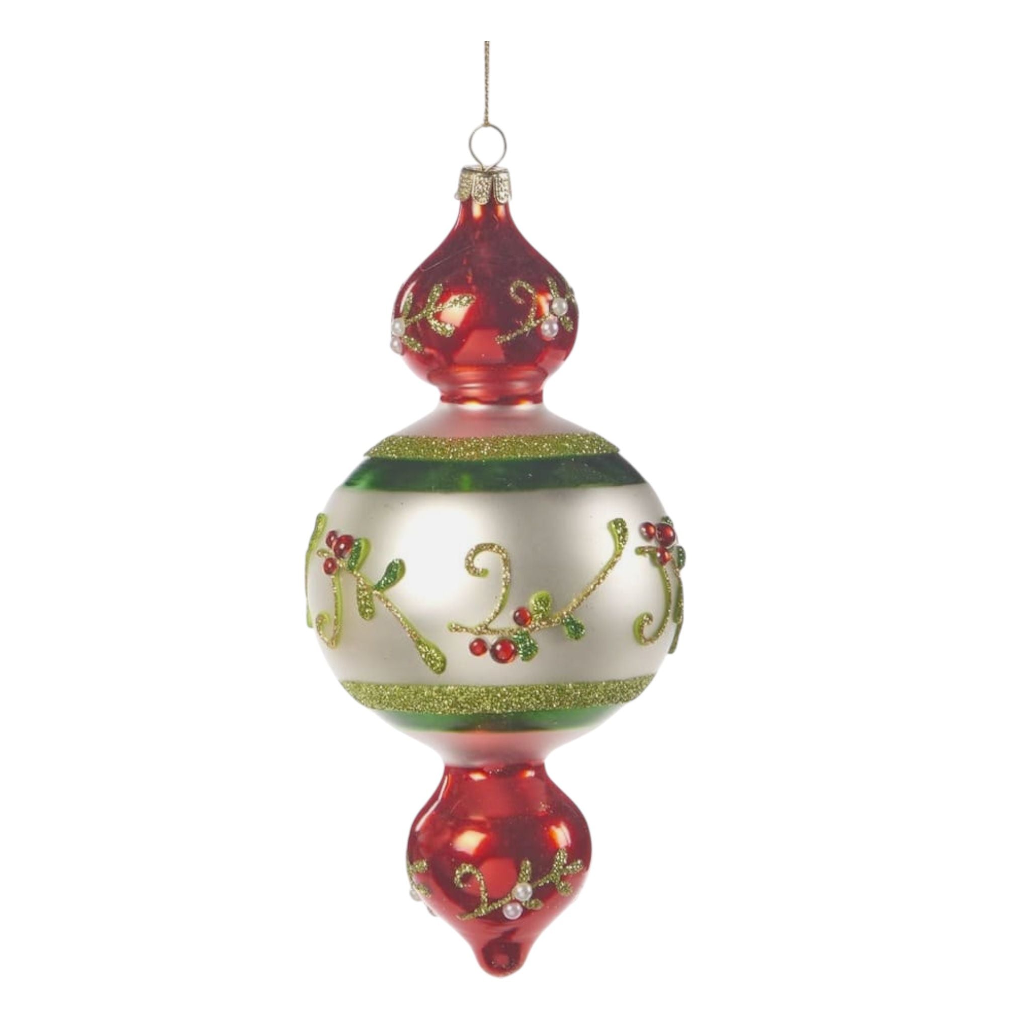 Ornamento Natalizio in Vetro con Vischio e Agrifoglio 16 cm - Goodwill