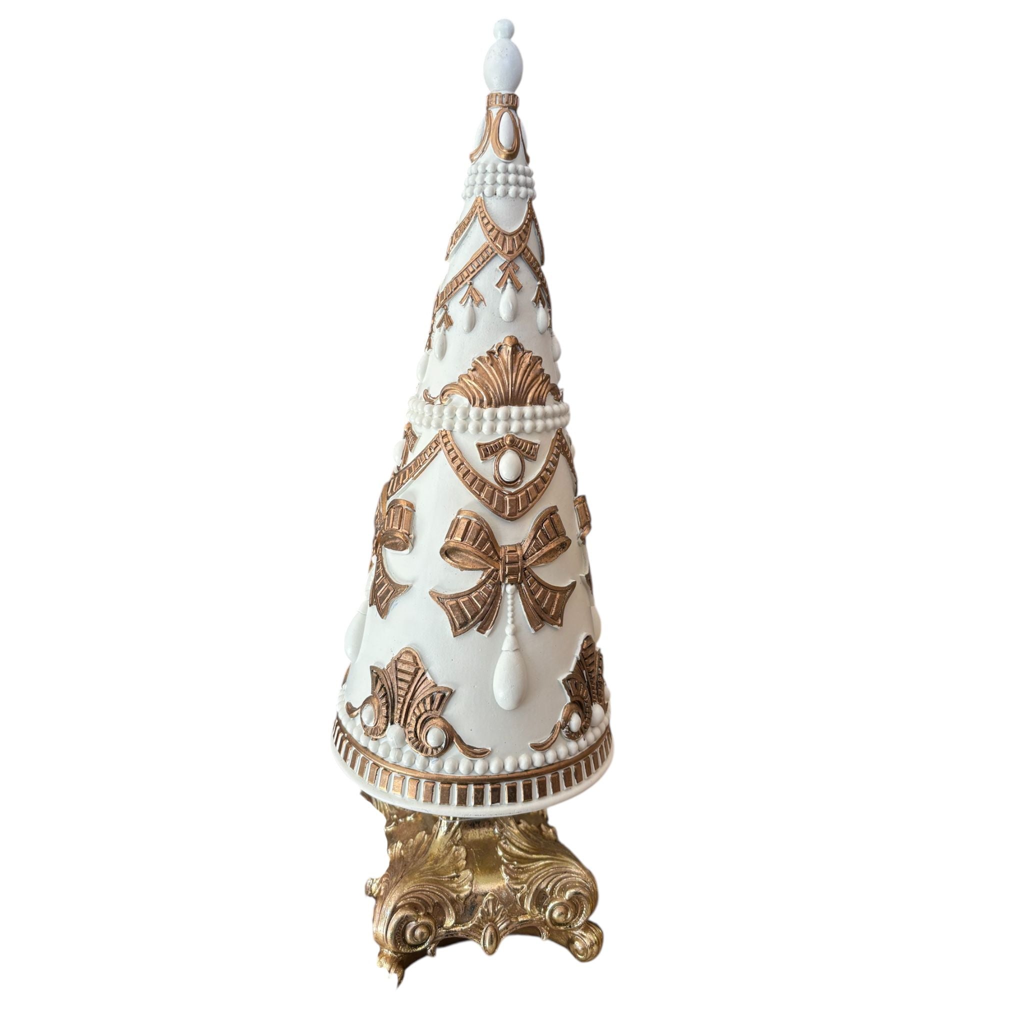 Albero Decorativo in Resina Crema con Dettagli Oro 40.5 cm - Fade