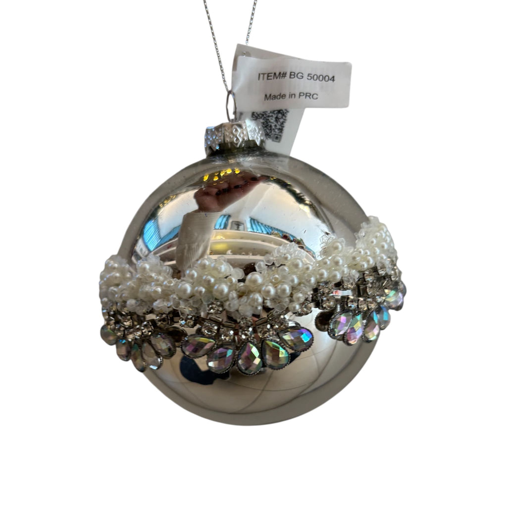 Decorazione Natalizia in Vetro Specchiato con Perline 9 cm - Goodwill