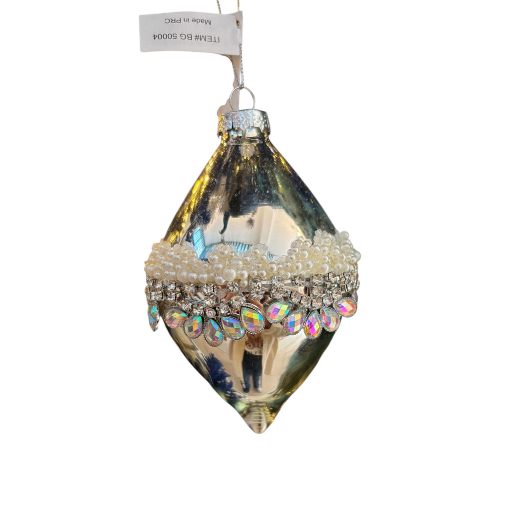 Decorazione Natalizia in Vetro Specchiato con Perline 9 cm - Goodwill