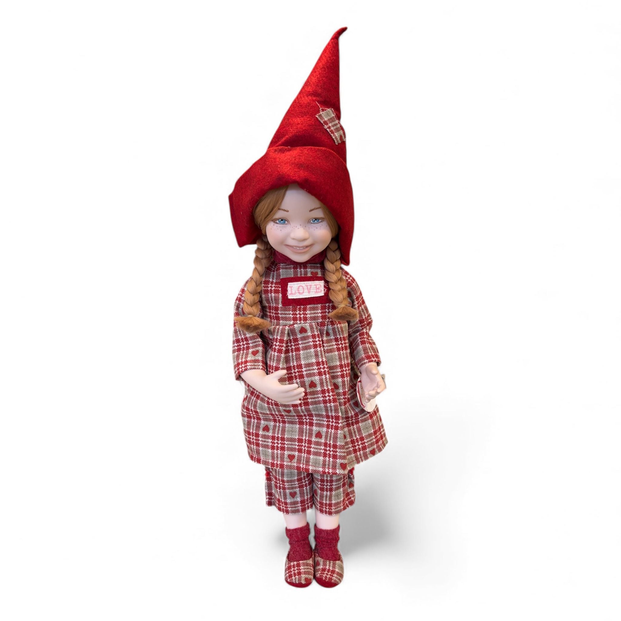 Bambola in Porcellana con Abito Tartan Natalizio 50 h cm – RDM