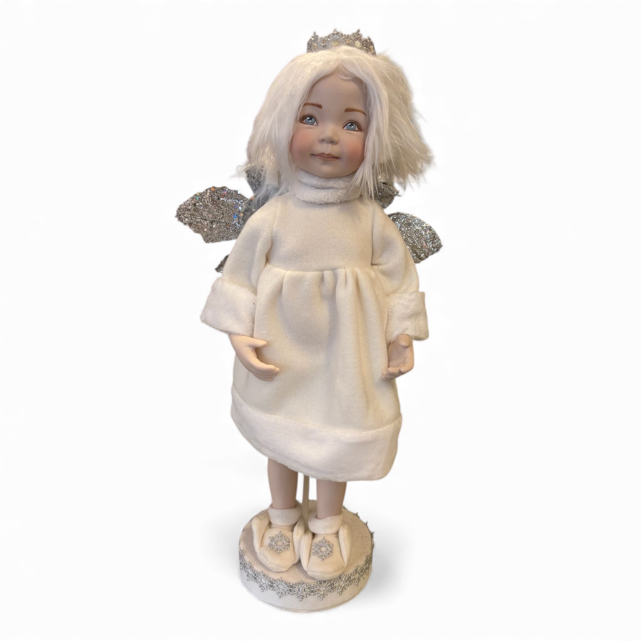 Bambola in Porcellana Natalizia con Ali Argento 53 h cm – RDM