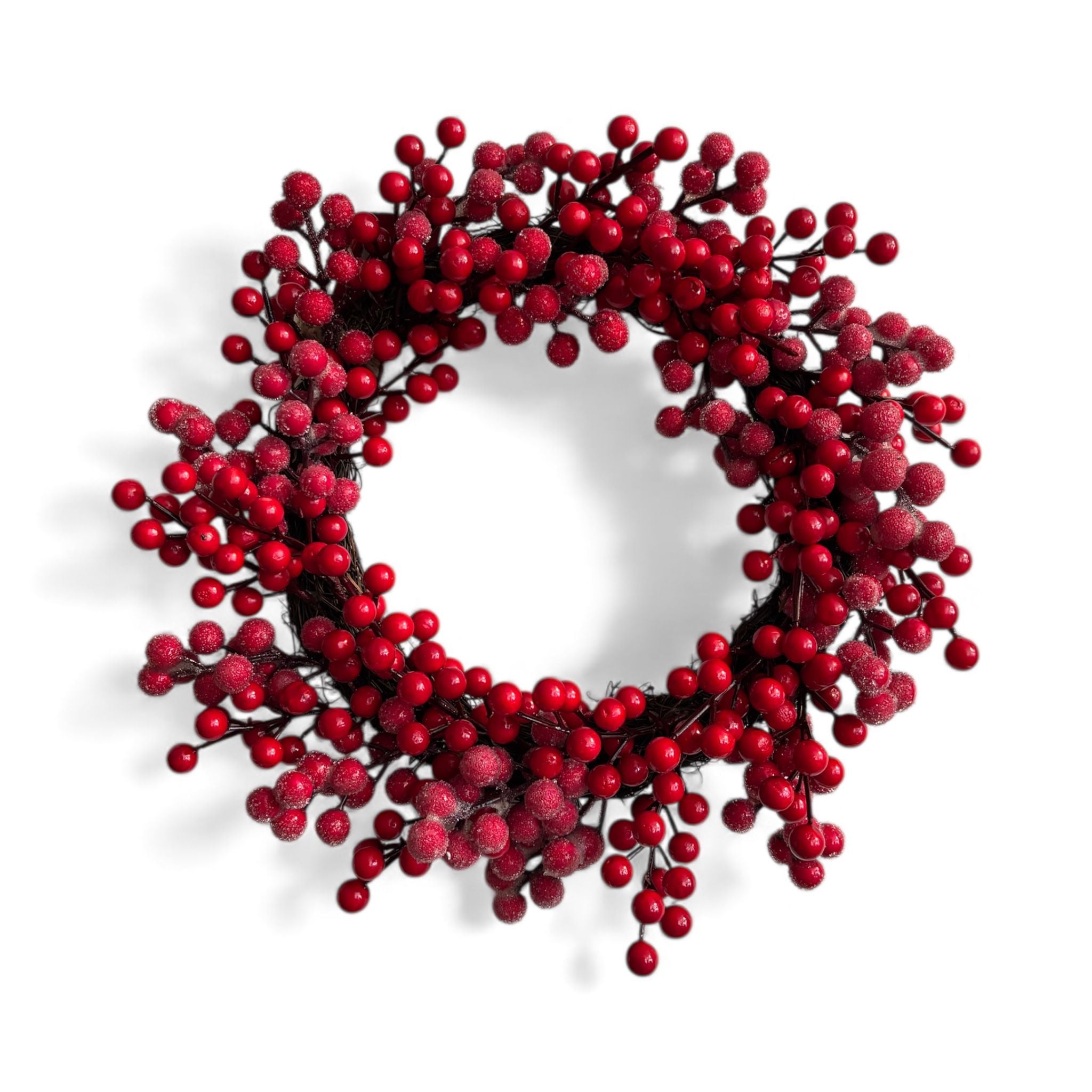 Ghirlanda Natalizia di Bacche Rosse con Effetto Ghiacciato 33 cm- In Art