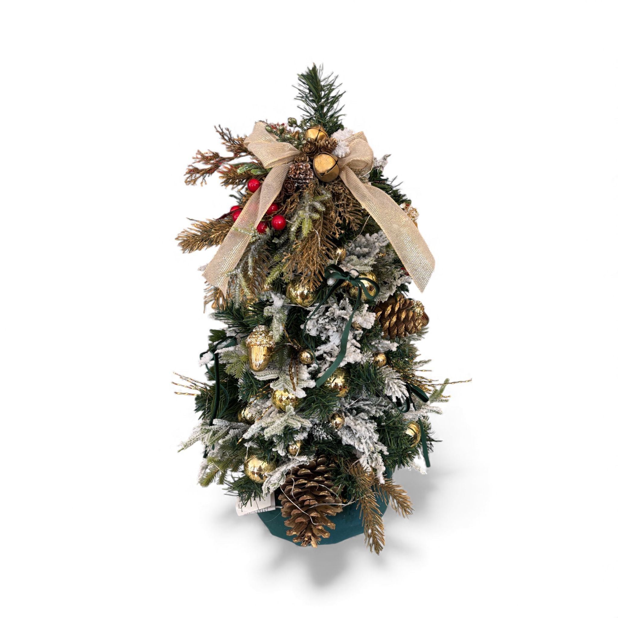 Alberello Decorativo con Base Pouf Verde e MicroLED - 60 cm