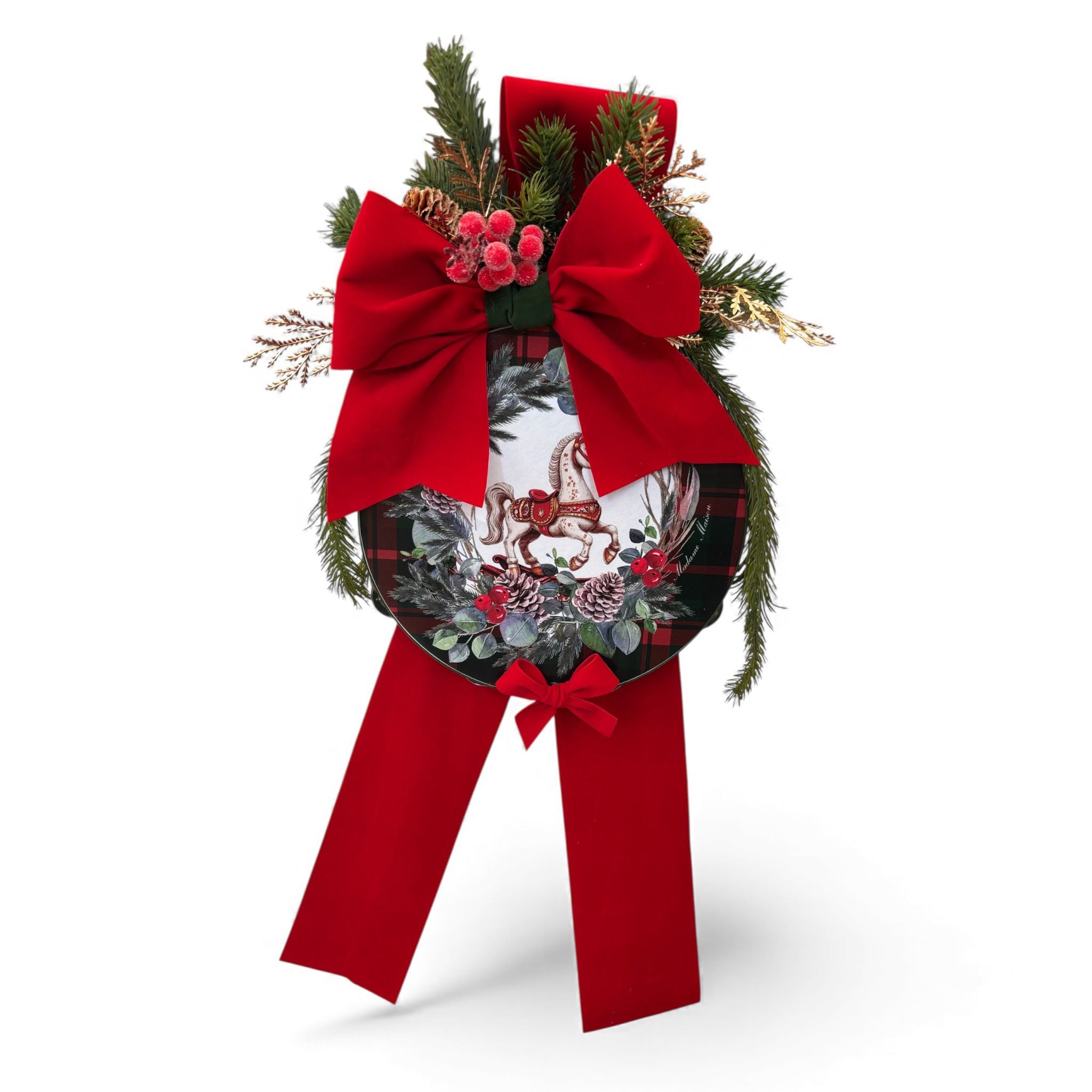 Fiocco Natalizio in Velluto Rosso con Tamburo - Madame Maison