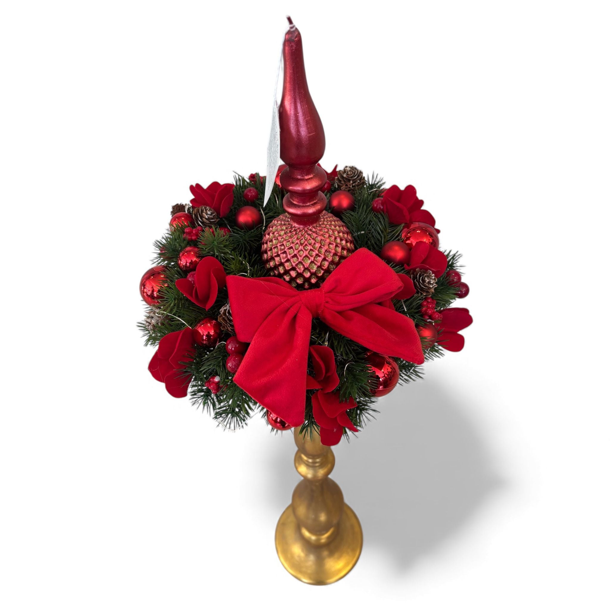 Candelabro Oro Brunito con Ghirlanda Decorata 70 cm - Fiori di Lena