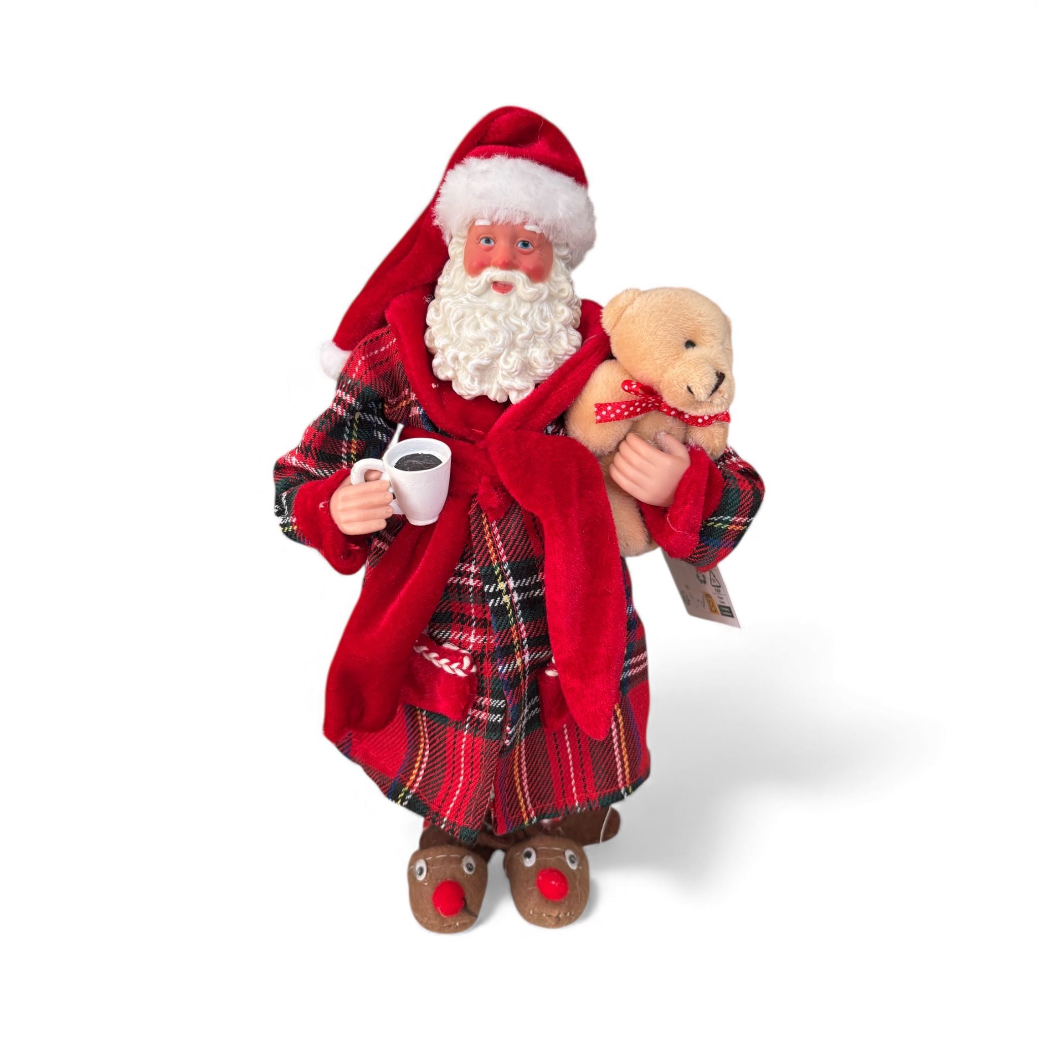 Babbo Natale in Resina con Vestaglia e Teddy in Peluche 27 cm - Clayre e Eef