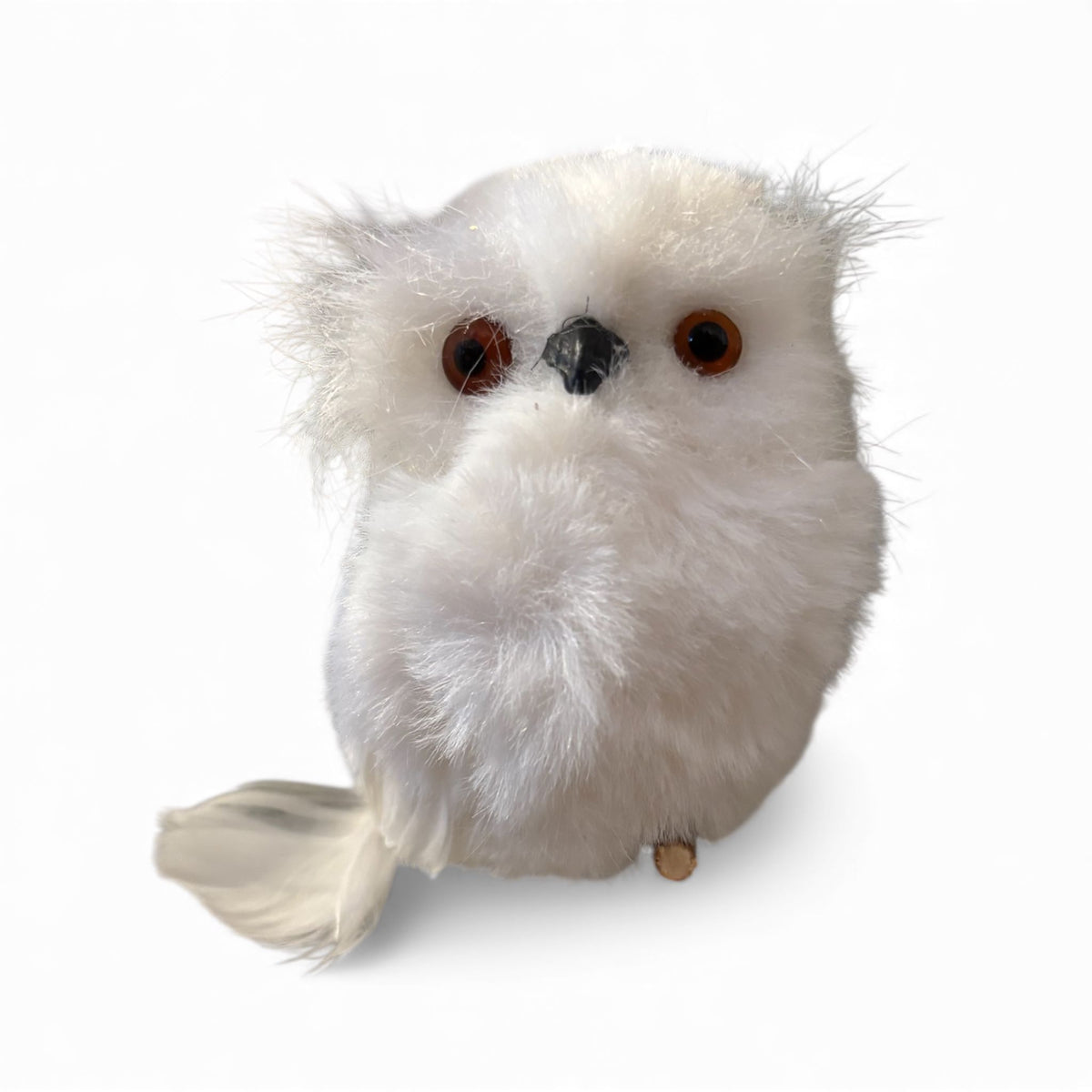 Civetta Decorativa Natalizia Bianca in Peluche 6 cm - Goodwill