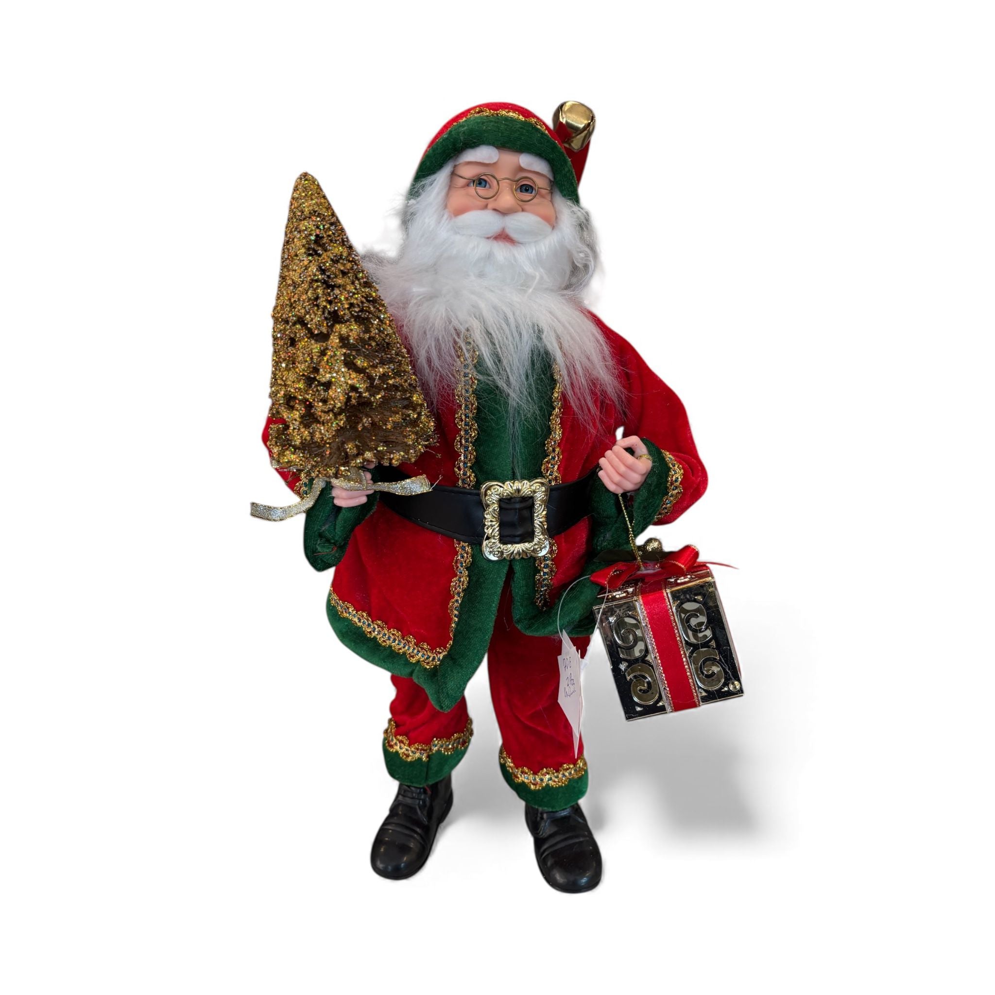 Babbo Natale Decorativo con Volto Realistico e Dettagli Oro 40 cm - Goodwill
